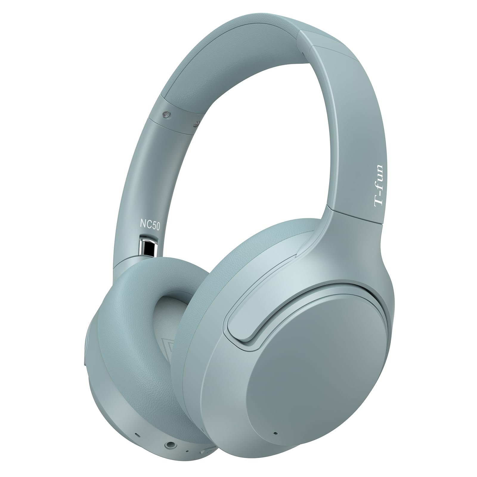 T-fun NC50 Hybrid Active Noise Cancelling Wireless Bluetooth 5.3 Headphones - Foldable Over Ear Design with App Custom EQ, 65H Playtime, Low Latency Gaming Mode & Multipoint Connection - Perfect for Travel, Work & Gaming