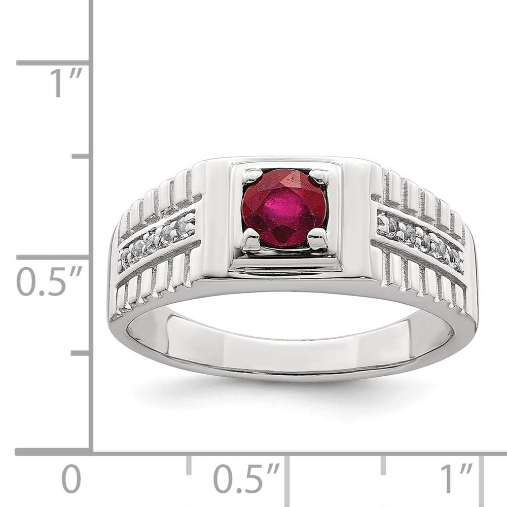 925 Sterling Silver Men's African Ruby & White Topaz Ring - Handcrafted Fine Jewelry for Men, Wedding Band, Anniversary Gift, Birthday Present for Him - Perfect for Special Occasions & Everyday Wear