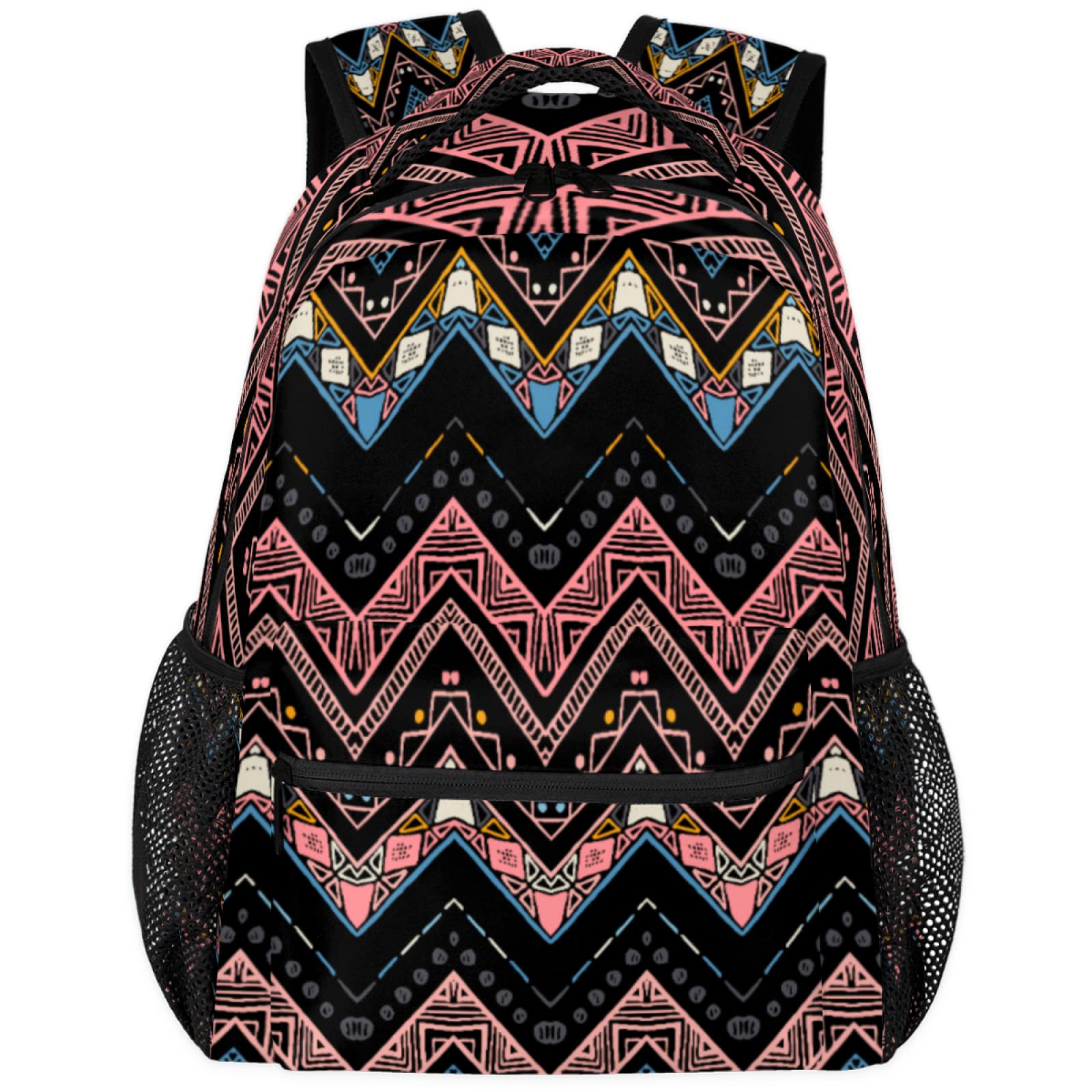 SEEKJOYS Lightweight Waterproof Backpack - Large Geometric Tribal Print Laptop Rucksack for Men & Women - Perfect for Hiking, Camping, Travel & Daily Commute