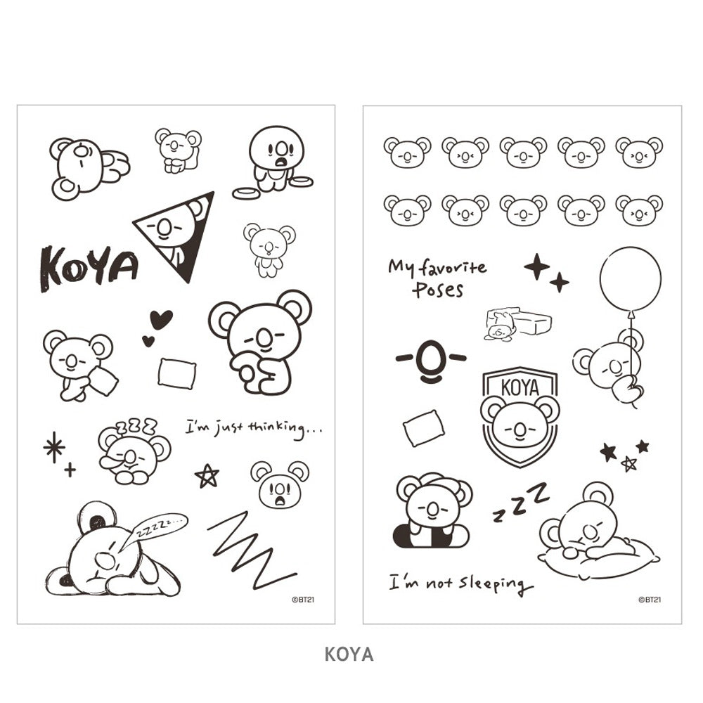 BT21 Tattoo Stickers - Waterproof & Temporary - Perfect for Parties, Events, and DIY Crafts - Cute Korean Character Decals for Skin, Nails, and Accessories