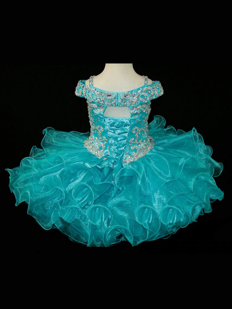 Sparkly Off Shoulder Toddler Girl Birthday Dress - Glitter Cupcake Pageant Gown for Baby Girls (Style M002) | Perfect for 1st Birthday Parties, Photo Shoots & Special Occasions