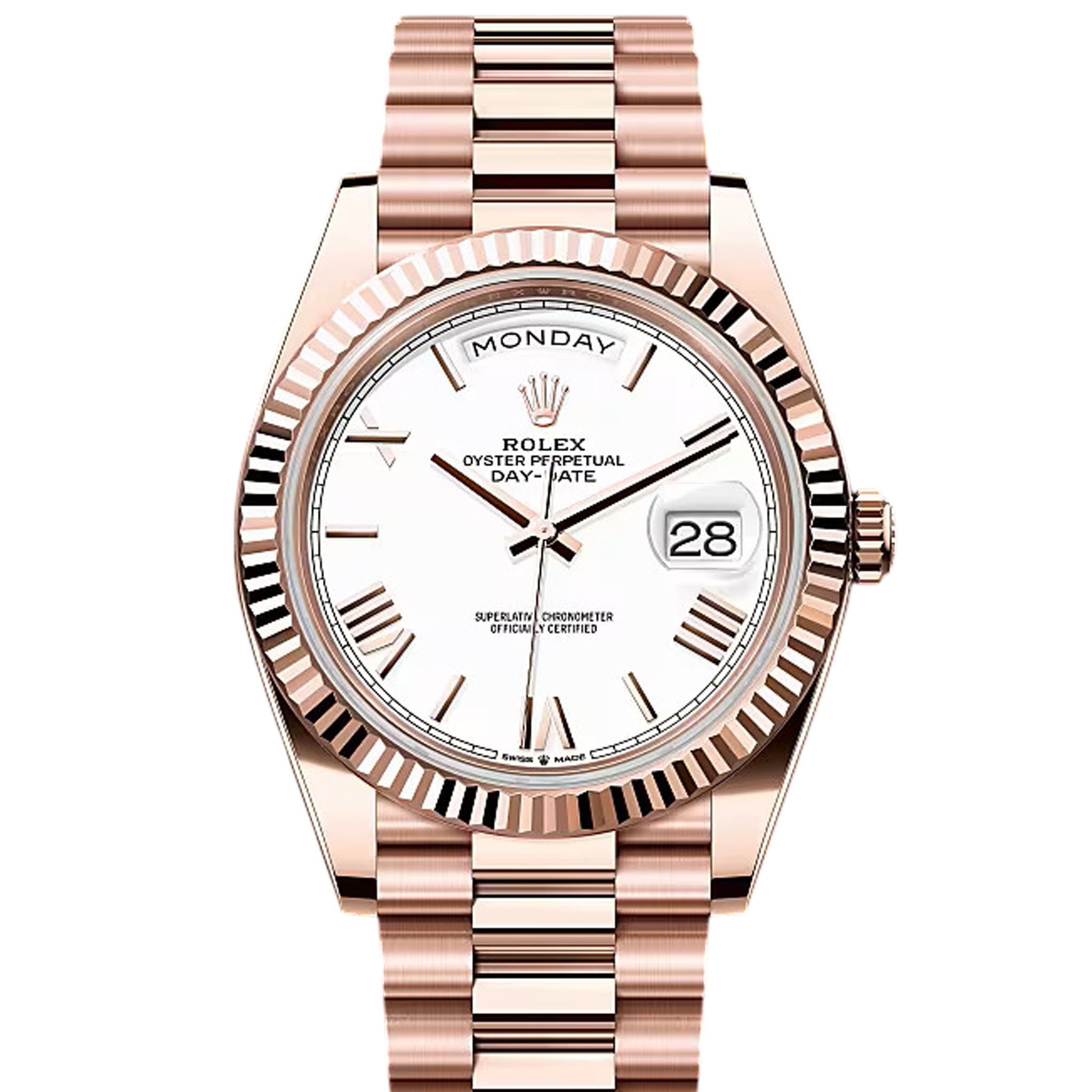 Rolex Day Date 228235 18K Rose Gold Men's Watch with White Dial & Roman Numerals - Luxury Dress Watch for Business, Formal Events & Special Occasions