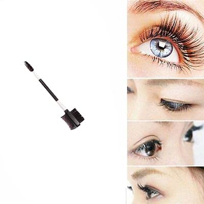 Double-Ended Eyelash Comb & Separator - Metal Mascara Lift & Curl Tool for Perfect Eyelash Makeup (Black/Silver) - Ideal for Professional Salon Use & Home Beauty Routine