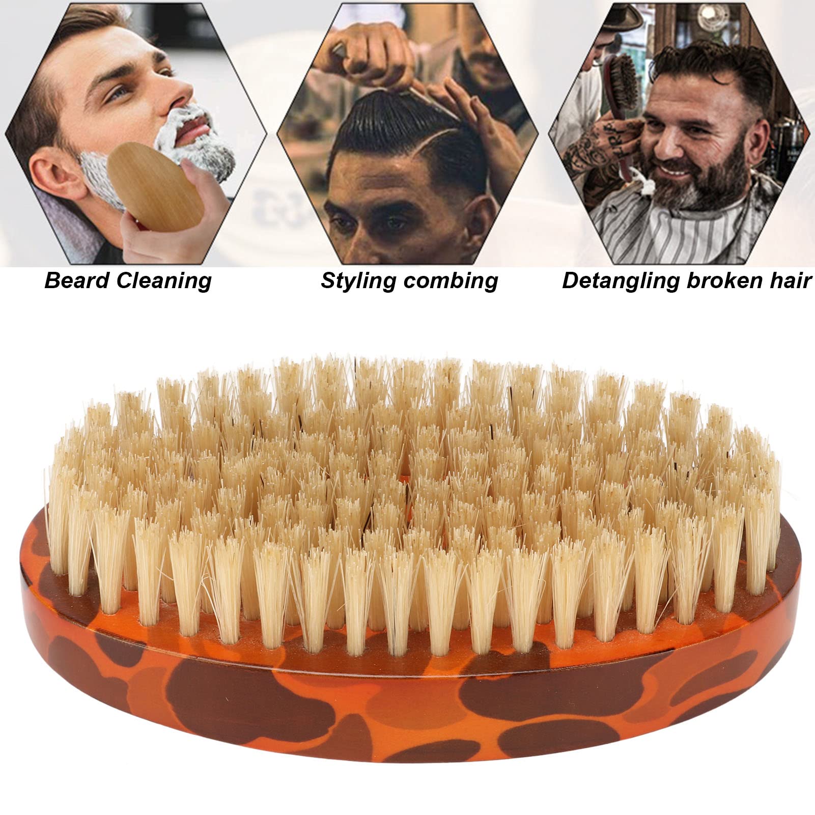Men's Oval Beard Brush with Wooden Handle - Softening & Grooming for Home & Travel