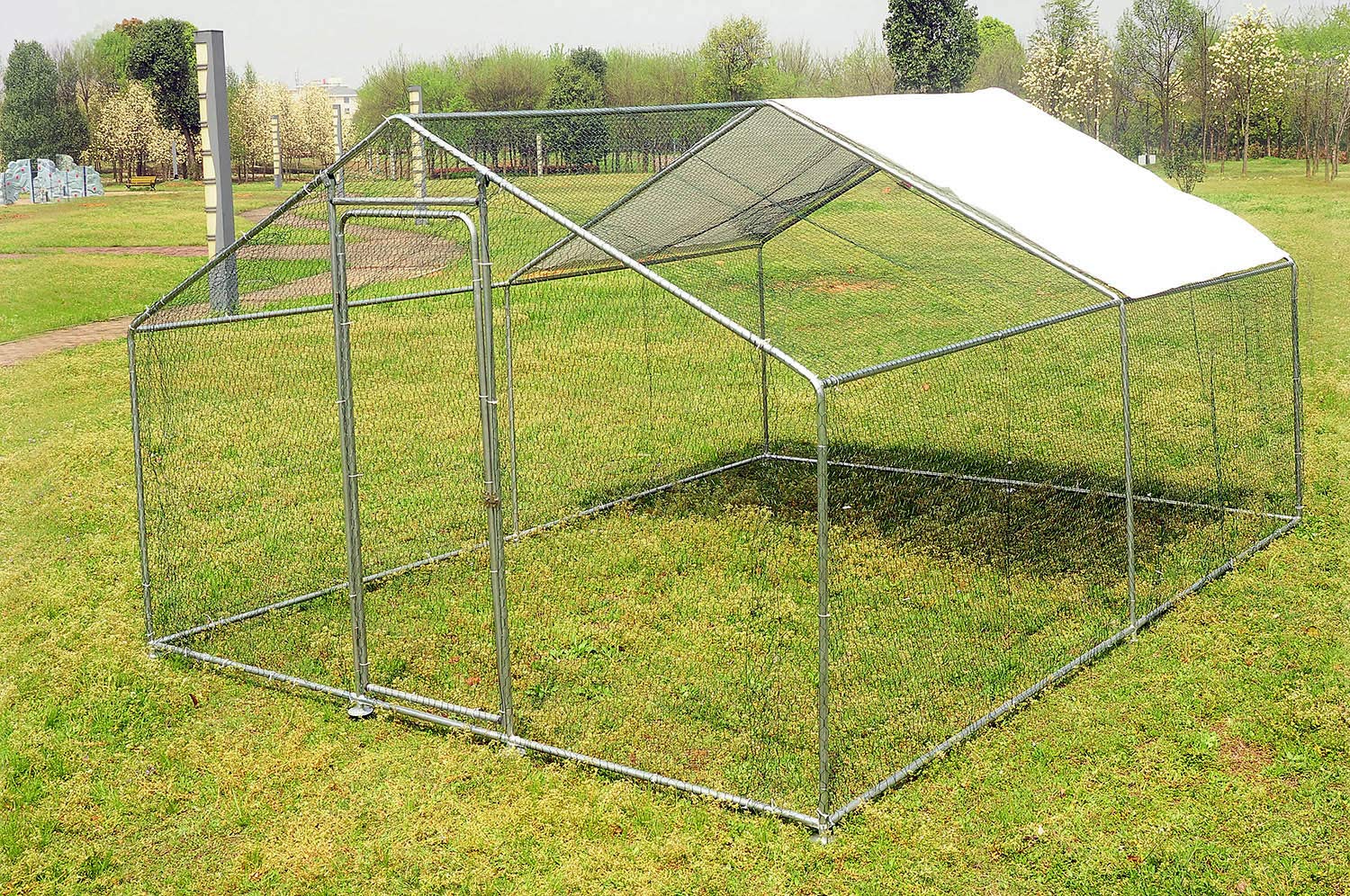 Premium Walk-In Chicken Coop for Backyard Poultry - 9.8'x9.8'x6.6' Spire Shaped Hen House with Waterproof Cover & Wire Fencing - Durable Outdoor Chicken Cage for Hens, Ducks & Small Animals - Perfect for Backyard Farming, Urban Homesteading & Pet Enclosures