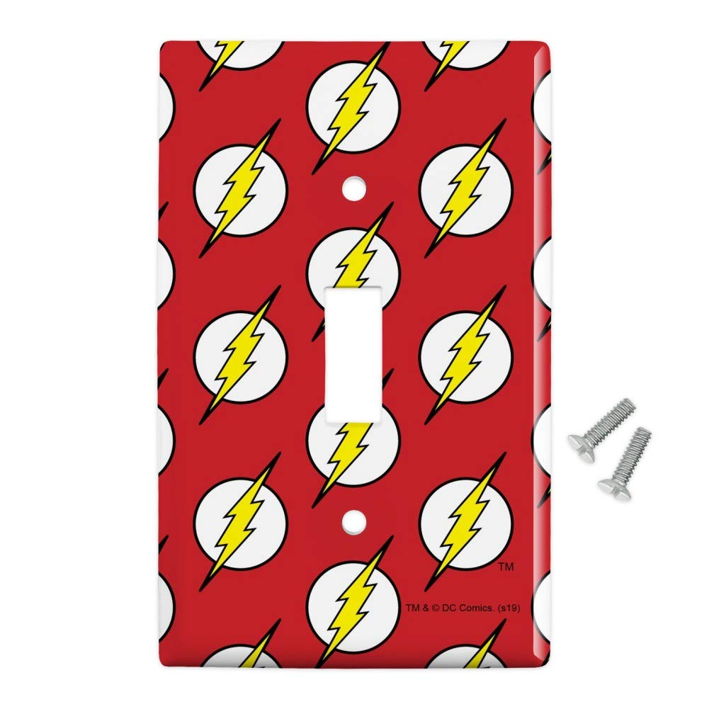 The Flash Lightning Bolt Logo Plastic Wall Decor Light Switch Cover - Superhero Theme Room Decor for Kids & Adults - Perfect for Bedrooms, Game Rooms, and Comic Book Fan Spaces