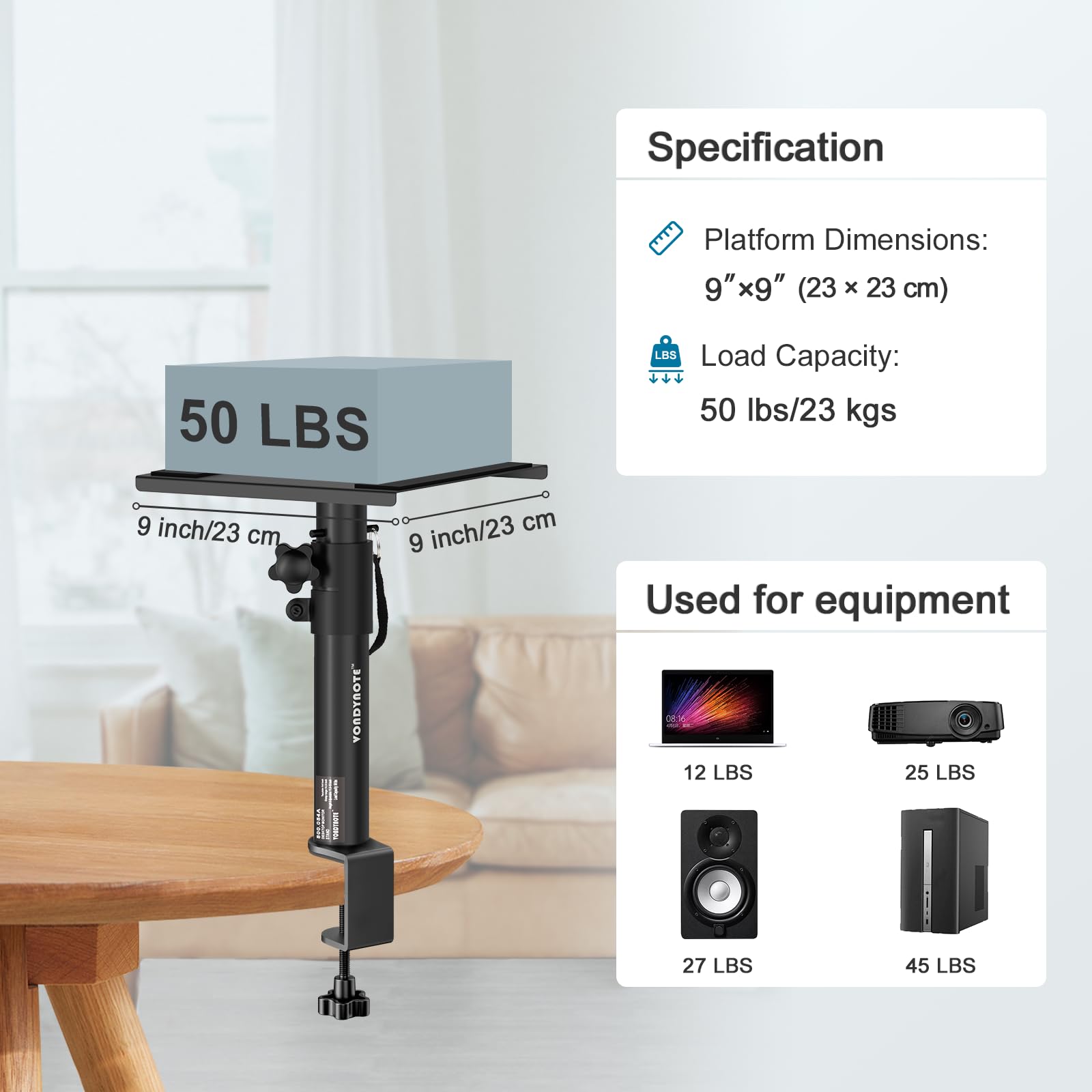 2 Pack Adjustable Studio Monitor Stands with Desktop Clamp - Heavy Duty Speaker Mounts for Home & Professional Recording Studios - Perfect for KRK, Yamaha, JBL Speakers