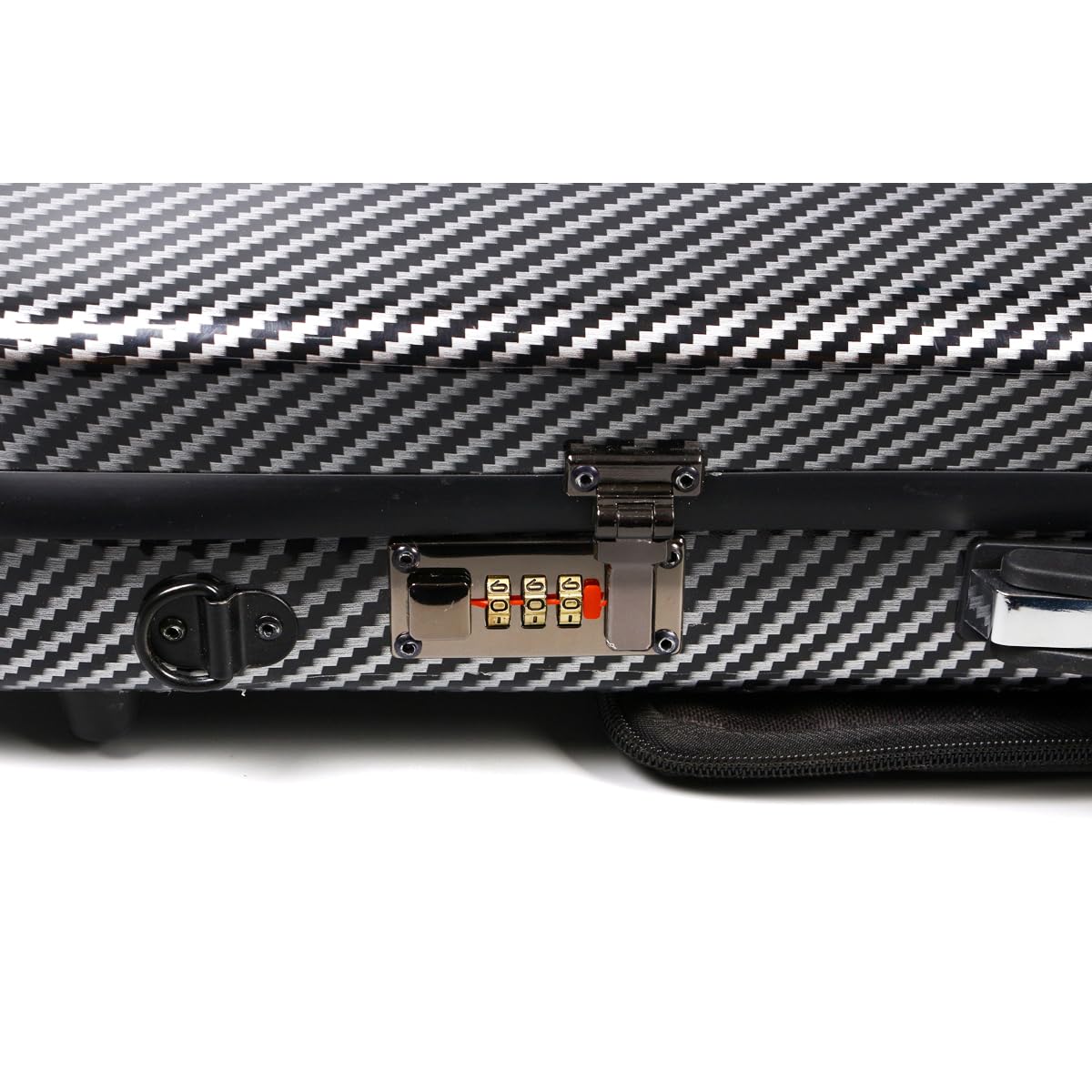 Premium 4/4 Full Size Carbon Fiber Oblong Violin Case - Hard Shell Rectangle Design with Soft Padding, Back Straps & Music Sheet Bag (Black with Code Lock) - Perfect for Professional Musicians, Travel & Storage Protection