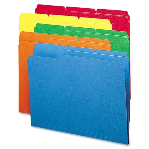 Wholesale Case of 10 - Smead 1/3 Cut Colored Top Tab File Folders, Letter Size, 1-Ply, 100 per Box (Beige/Green/Orange/Red/Yellow) - Perfect for Office Organization, Filing Systems & Document Management