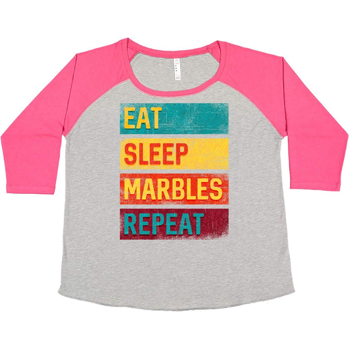 Eat Sleep Marbles Repeat Graphic Women's Plus Size T-Shirt | Funny Gamer Gift for Women | Casual Gaming Tee for Everyday Wear