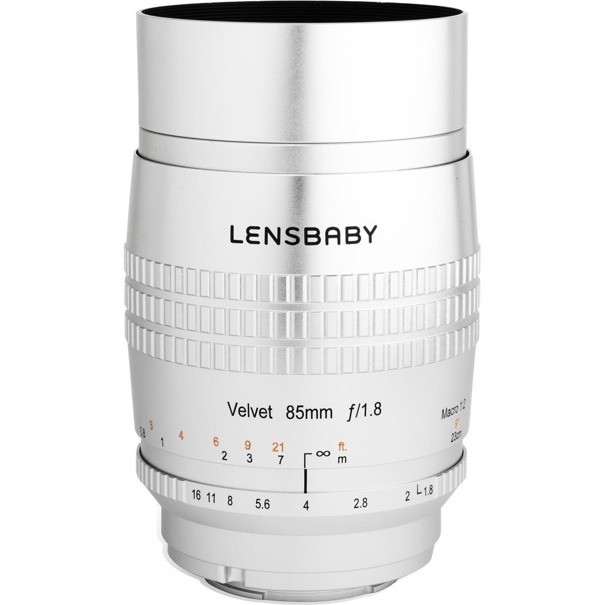 Lensbaby Velvet 85mm F1.8 Prime Portrait Lens for Nikon F Mount - Silver | Soft Focus & Artistic Bokeh Effect for Wedding, Portrait & Creative Photography