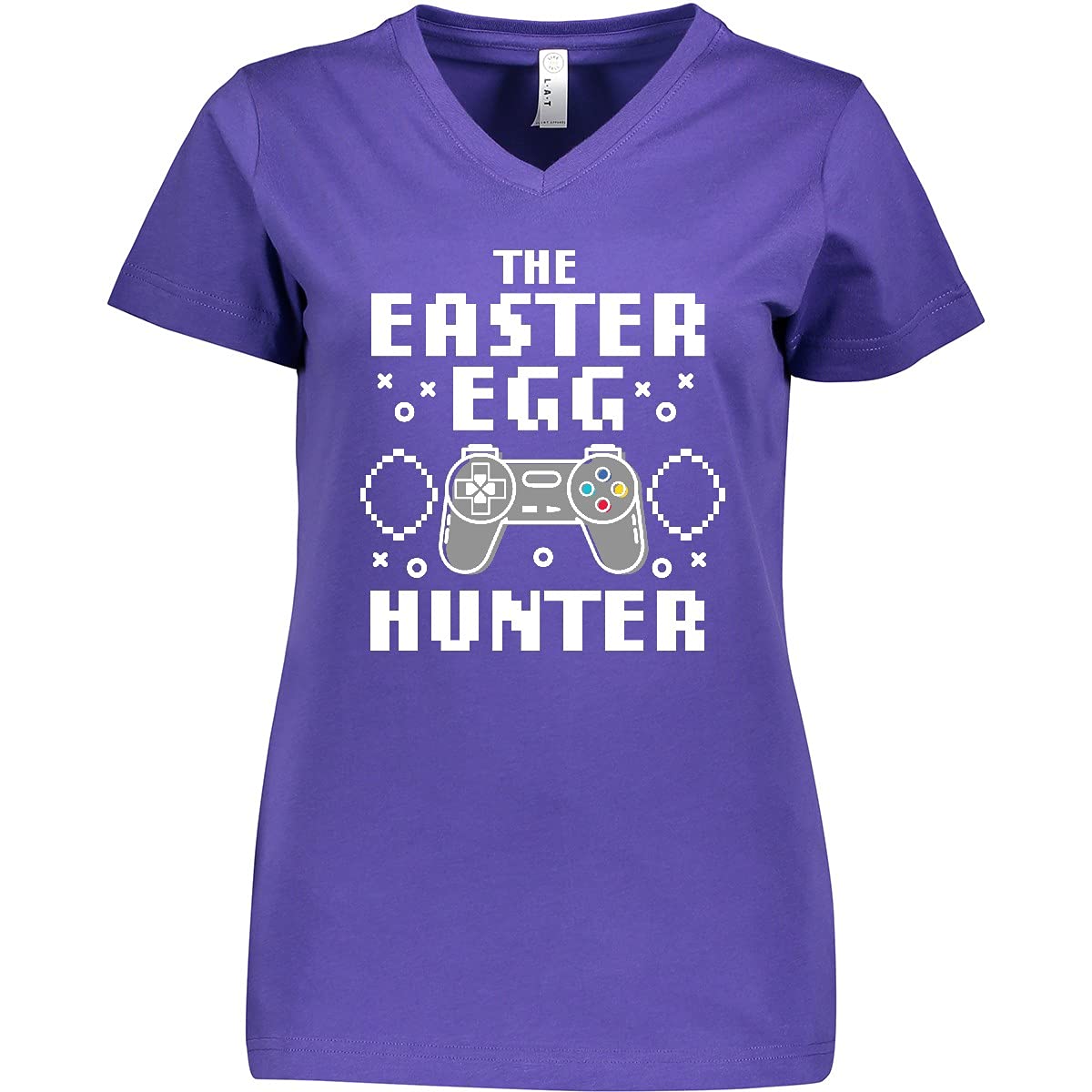 Inktastic Happy Easter The Easter Egg Hunter Gamer Women's V-Neck T-Shirt - Fun Easter Egg Hunting Outfit for Women Gamers