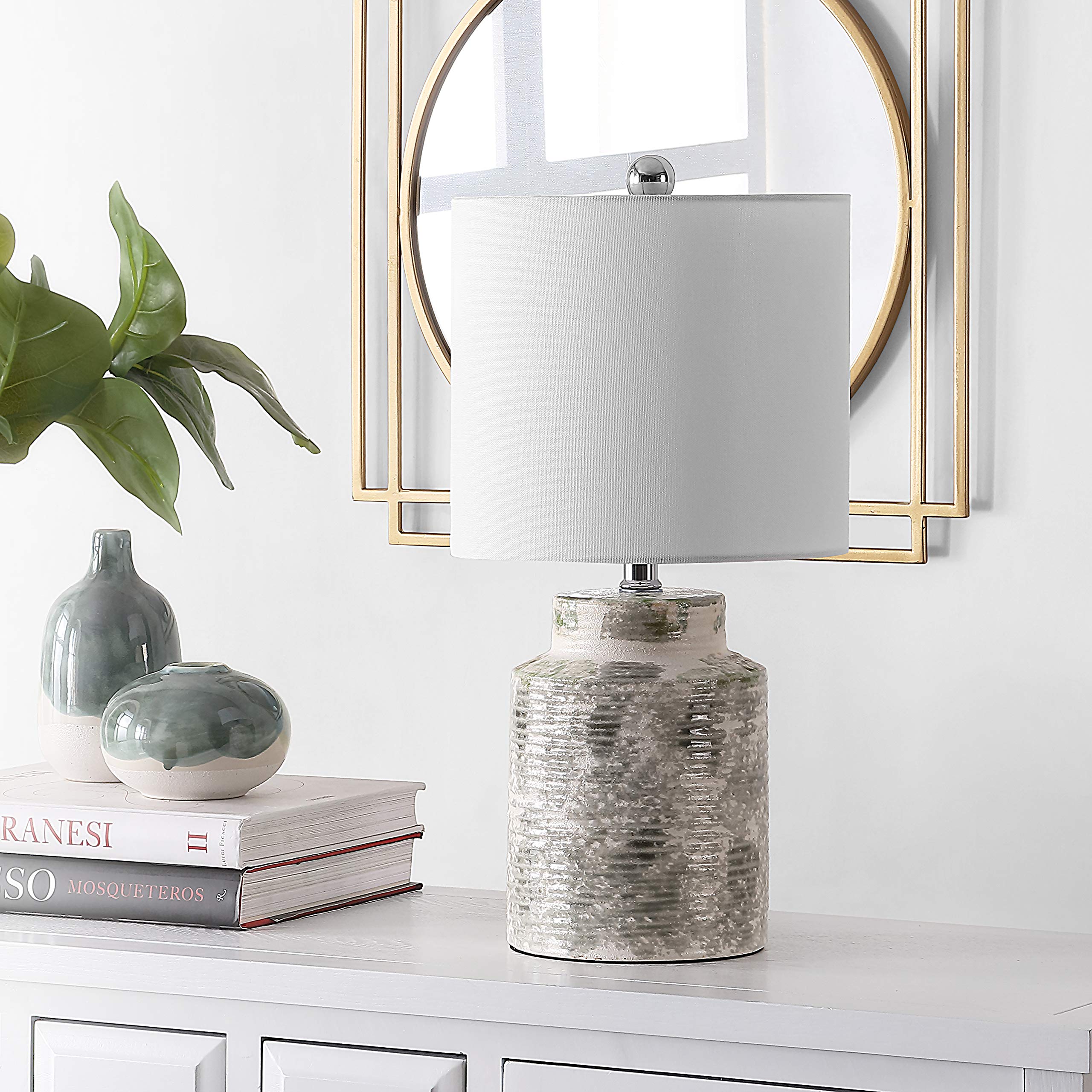 SAFAVIEH Branko Modern Ceramic Table Lamp - 19 Inch Grey LED Desk Lamp for Bedroom, Living Room, Home Office & Nightstand (Bulb Included) | Perfect for Reading, Working & Ambient Lighting