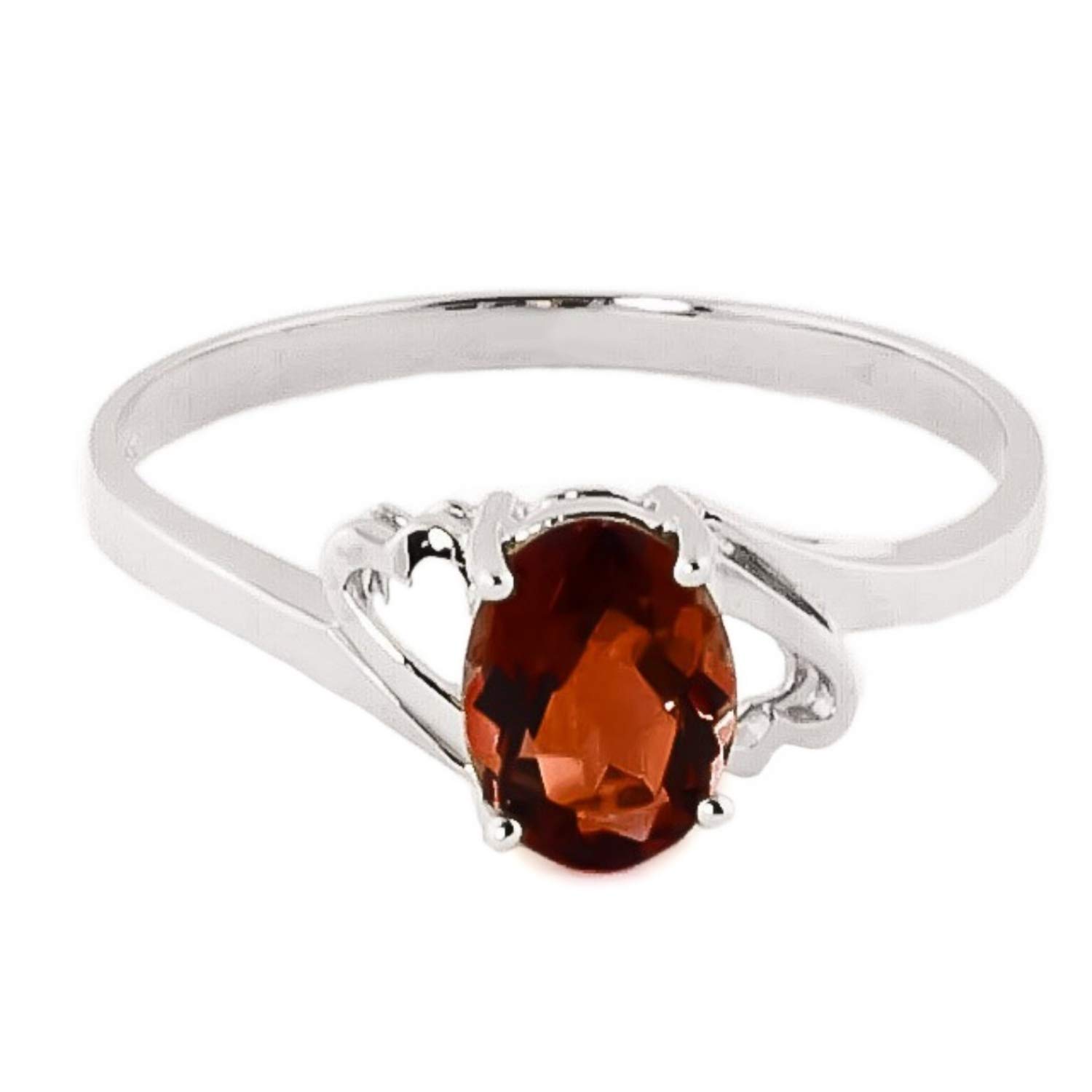 14K White Gold Oval Natural Garnet Ring for Women - Elegant Jewelry Gift for Anniversary, Birthday & Special Occasions