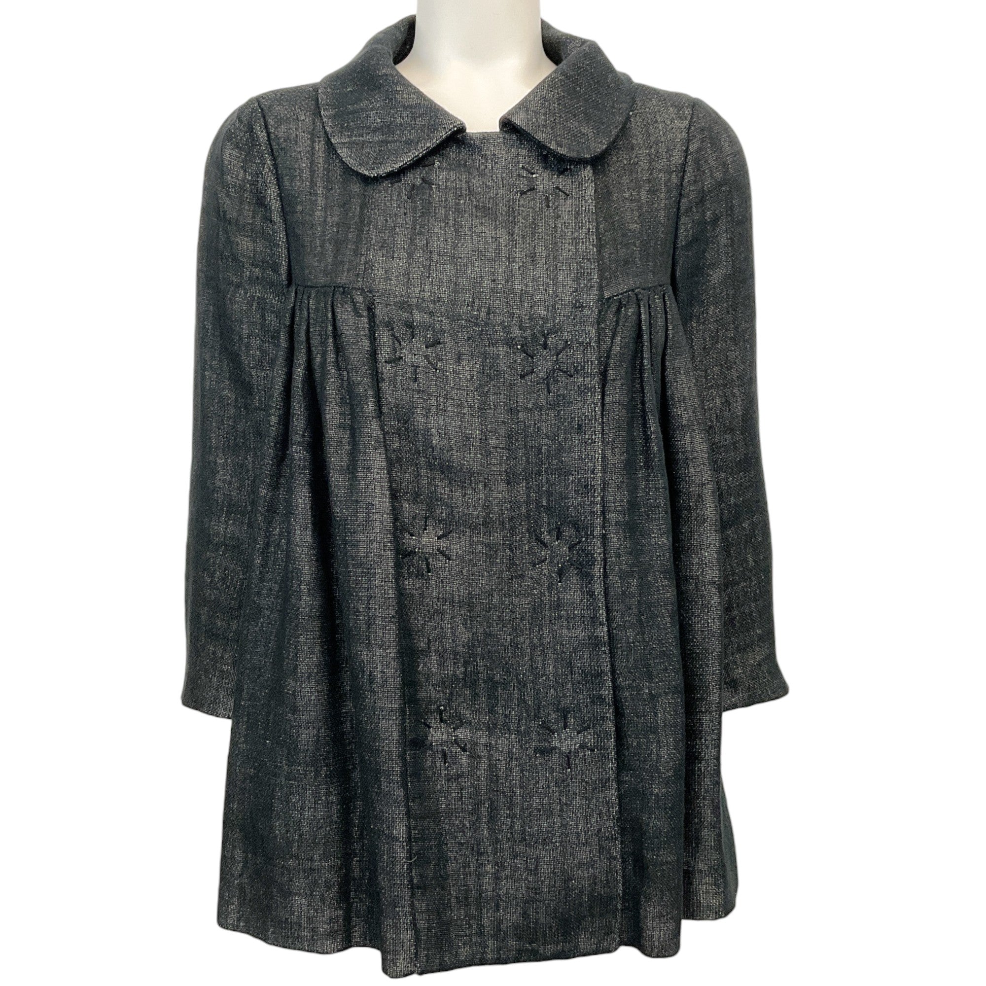 Giambattista Valli Black Linen Silk Swing Jacket - Women's Elegant Blazer for Office, Party & Special Occasions