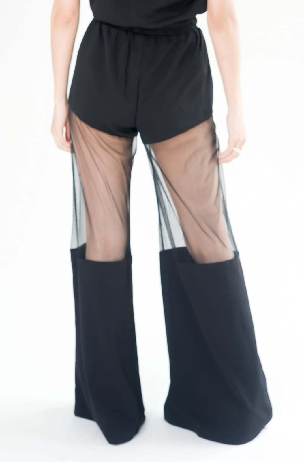 Pantora Women's Katrina Sheer Contrast Pants - Stylish High Waist Trousers for Office, Party & Casual Wear | Comfortable Stretch Fabric for Everyday Outfits
