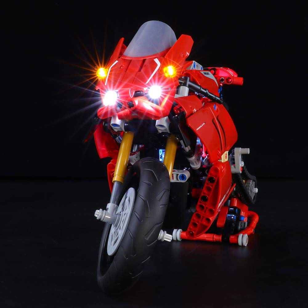 BRIKSMAX LED Light Kit for Lego Ducati Panigale V4 R Technic Model 42107 - Remote Control Version (Building Model Not Included) - Perfect for Motorcycle Enthusiasts & Night Display