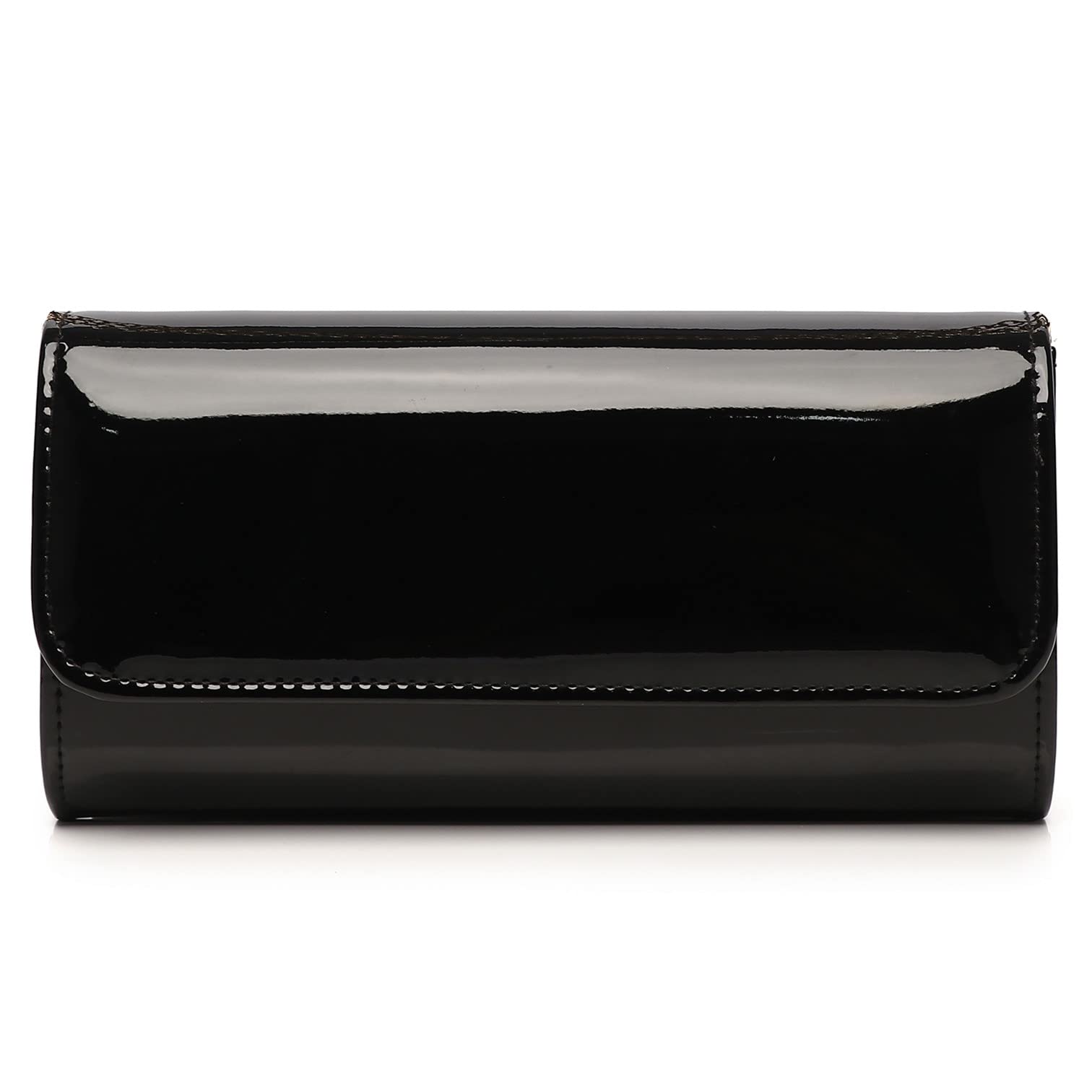 Women's Nude Clutch Purse - Red & Black Patent Leather Envelope Handbag for Wedding, Party, Travel | Elegant Evening Bag & Gift Idea for Bridesmaids, Prom, Date Night