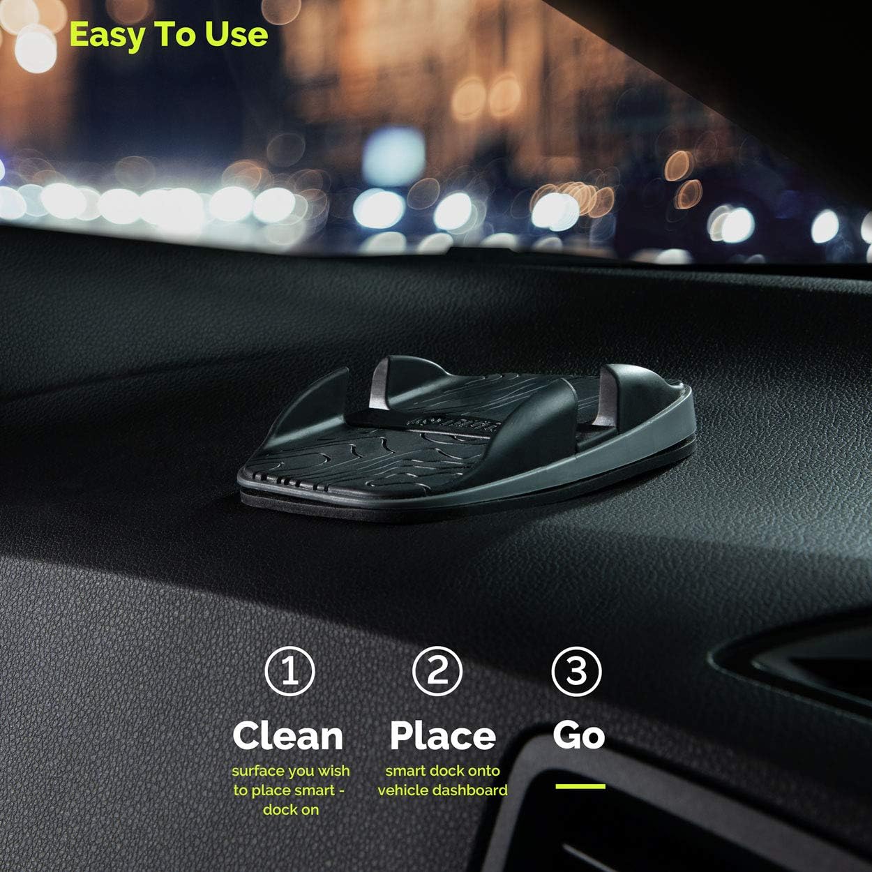 Numi Smart Dock - Universal Car Phone Holder for All Smartphones - Black - Safe Driving View