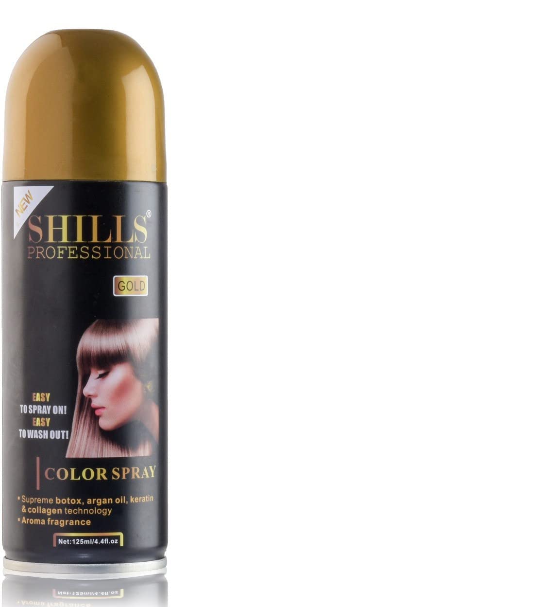SHILLS PROFESSIONAL Gold Hair Color Spray - 125ml Temporary Hair Dye for Parties, Halloween & Cosplay - Quick & Easy Washable Hair Color for Men & Women