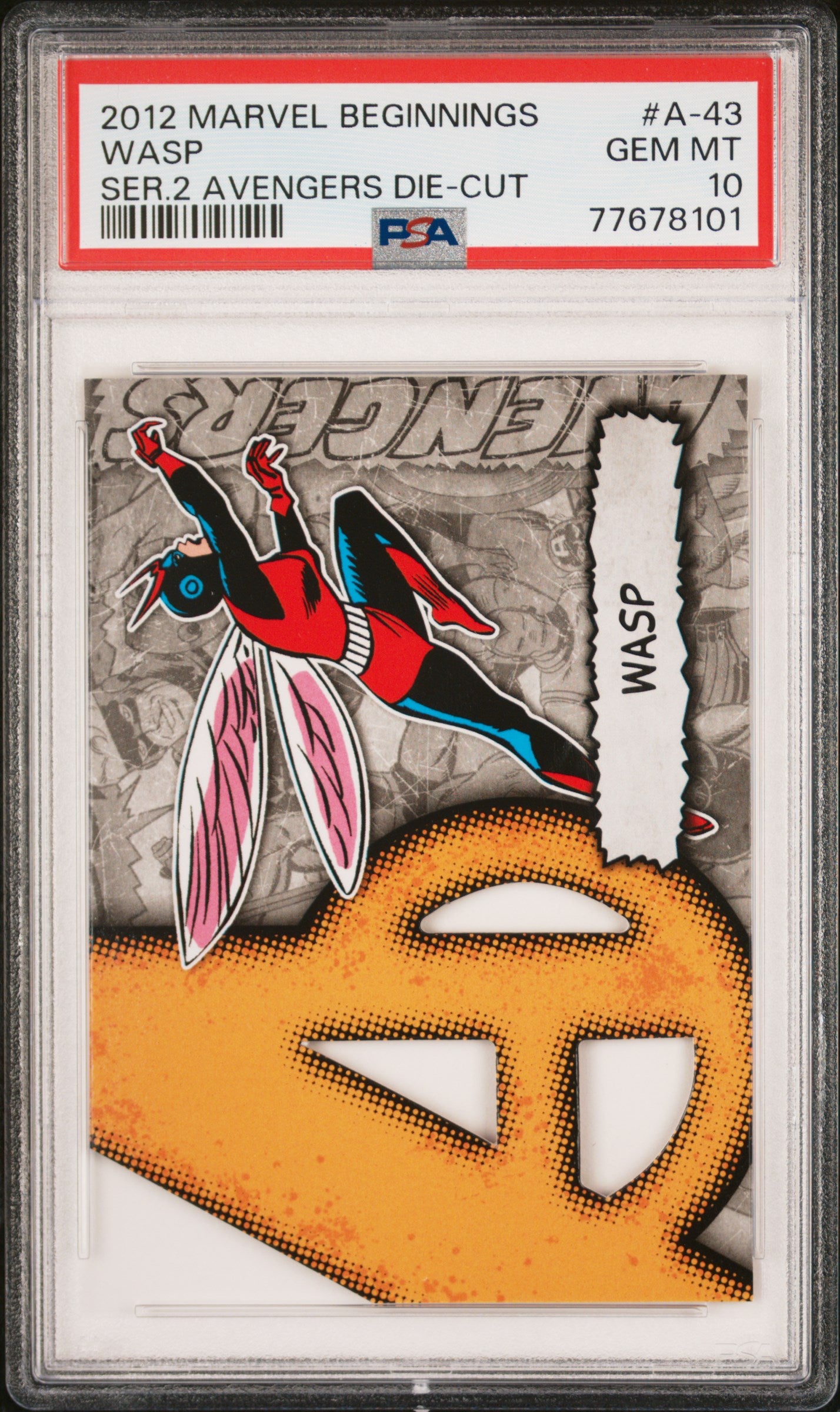 2012 MARVEL BEGINNERS SERIES 2 AVENGERS DIE-CUT WASP #A43 PSA 10 GEM MINT - Rare Collectible Trading Card for Marvel Fans & Comic Book Collectors - Perfect for Display, Investment & Superhero Memorabilia Collections