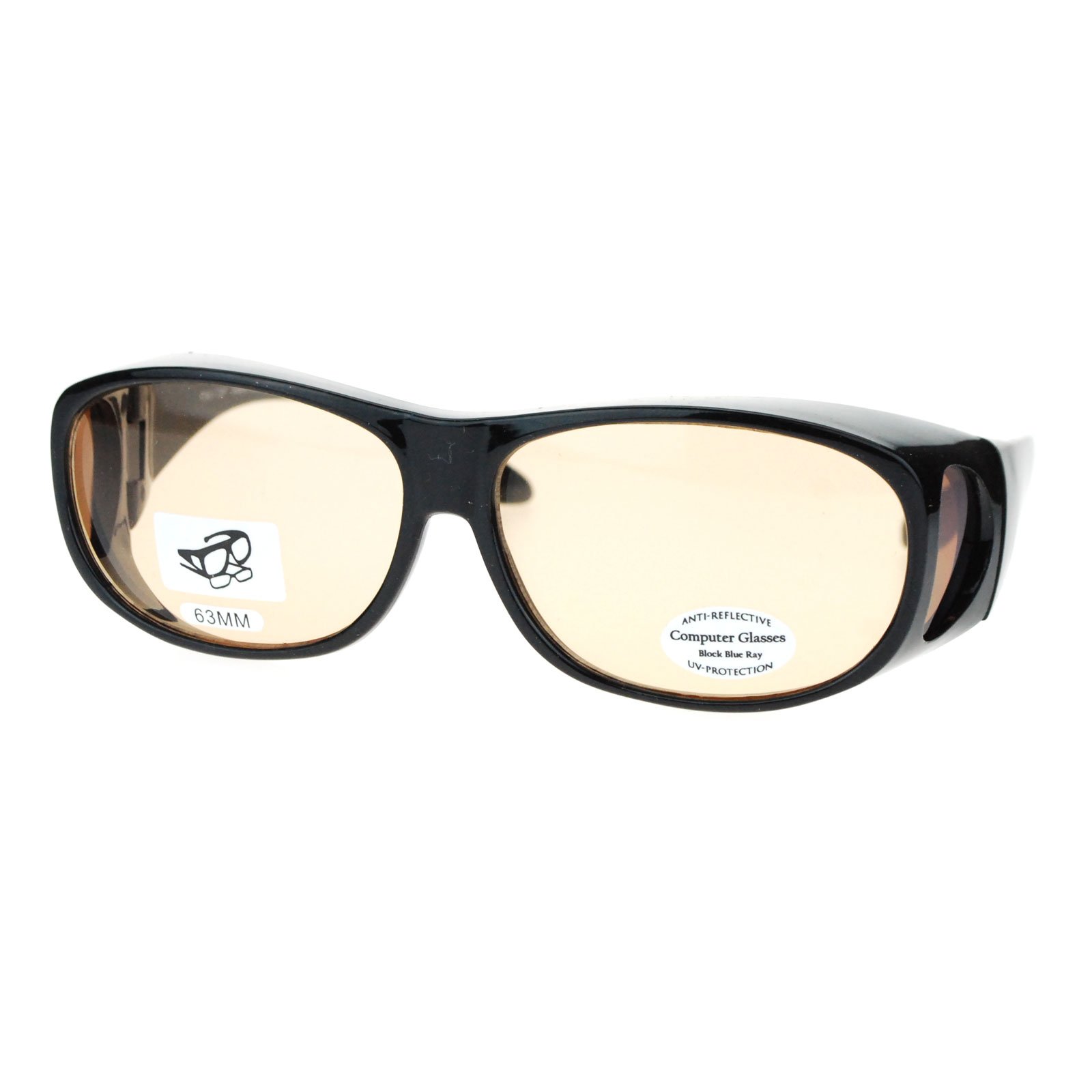 63mm Fit Over UV Protection Anti-Reflective Computer Glasses for Men & Women - Reduce Eye Strain for Office Work, Gaming & Screen Use