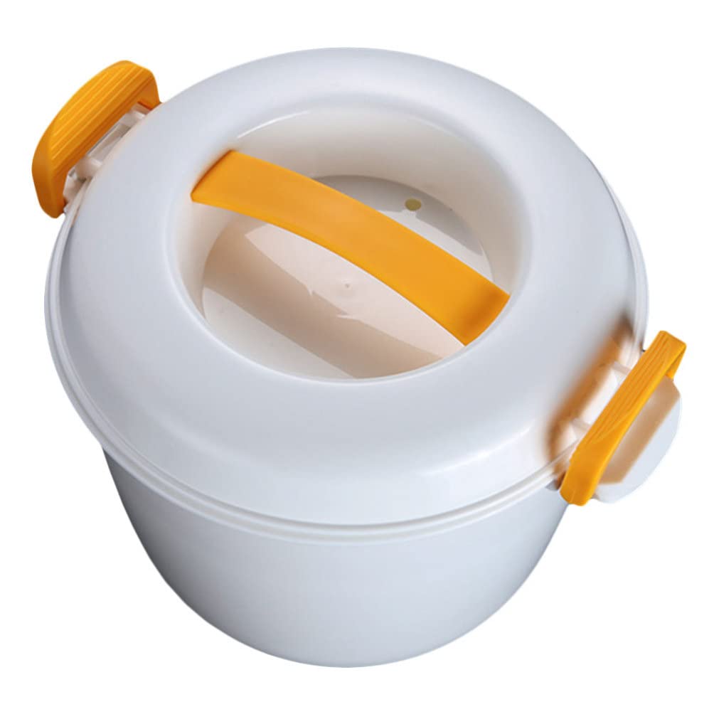 2L Round Microwave Rice Cooker & Steamer - Perfect for Rice, Pasta & Chicken | BPA-Free Microwaveable Food Container with Spoon | Ideal for Quick Meals, Dorm Cooking & Office Lunches