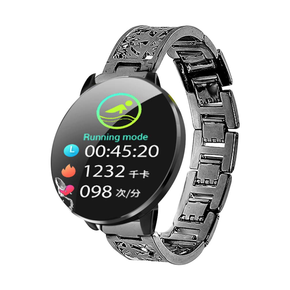 Hemobllo Smart Watch with Diamond Band - Fitness Tracker for Women & Men (Black) - Perfect for Workouts & Daily Wear