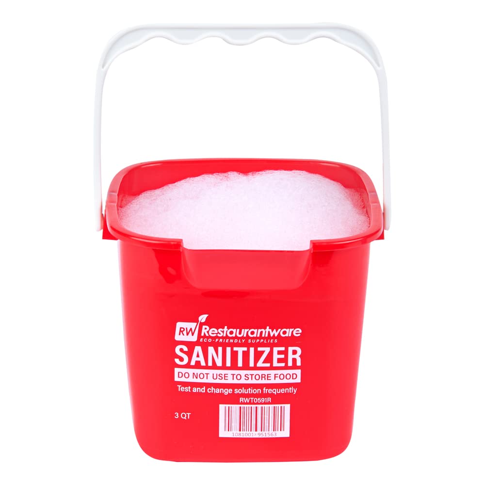 Restaurantware RW Clean 3 Quart Plastic Cleaning Buckets with Measurements - 10 Pack Square Detergent Buckets with Built-In Spout & Handle for Home, Commercial, or Restaurant Use - Ideal for Mopping, Car Washing, and Household Cleaning