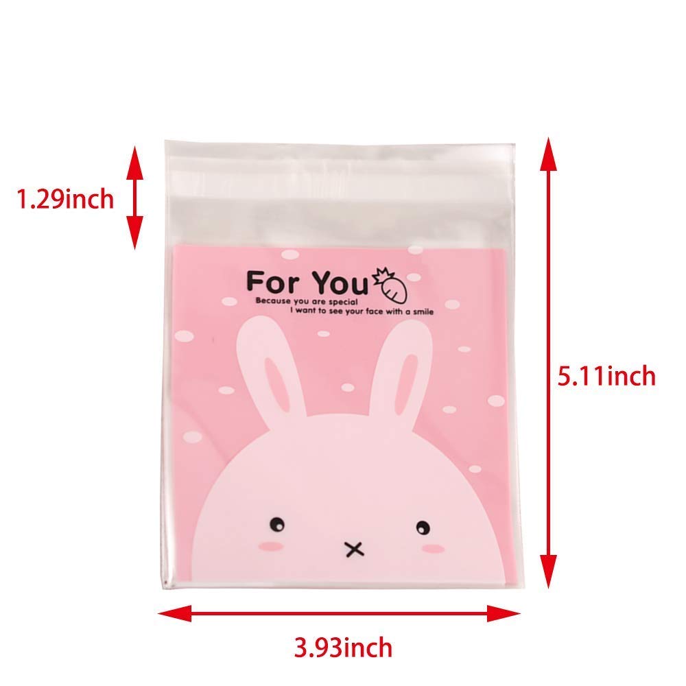 TREXEE 100-Pack Pink Self-Adhesive Guddy Bags - Premium Party Favor Bags for Cookies, Chocolates & Birthday Party Return Gifts - Perfect for Baby Showers, Weddings & Holiday Celebrations