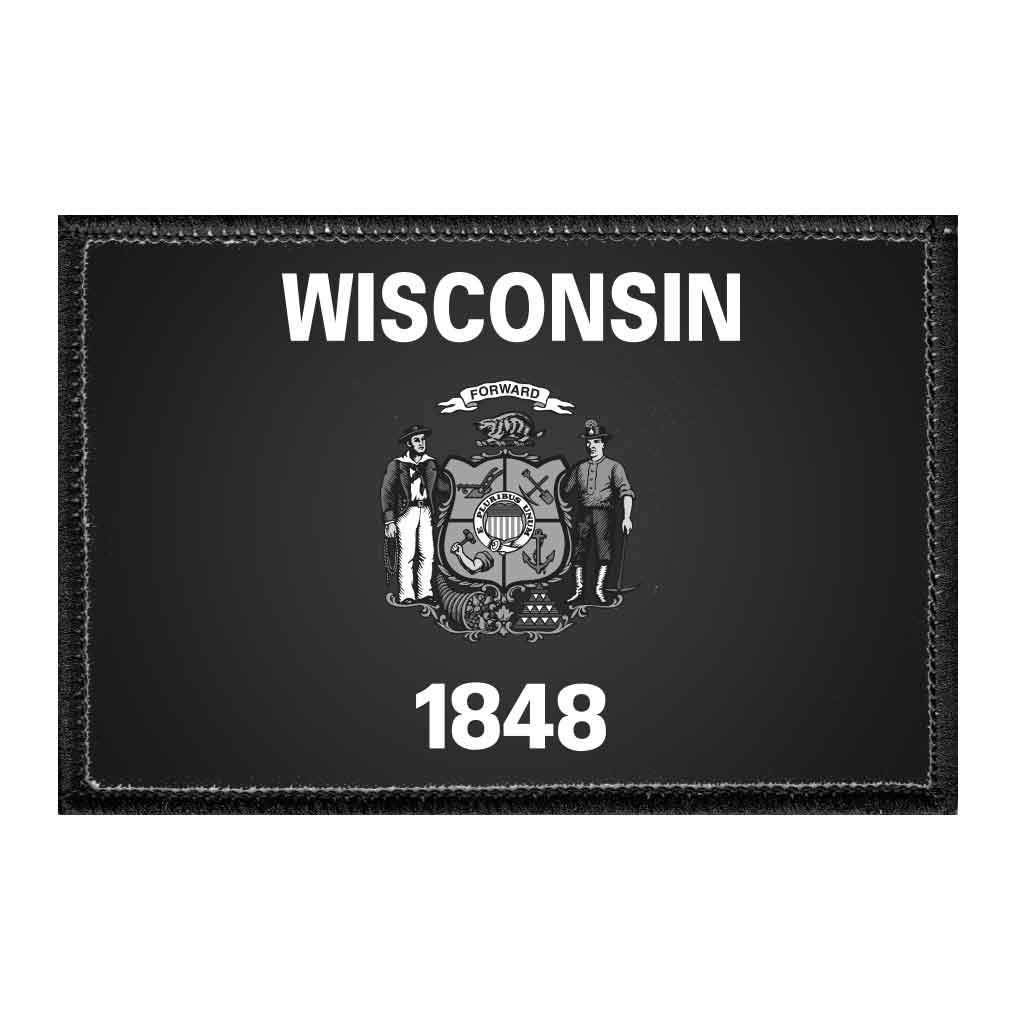 Wisconsin State Flag Patch - Black & White 2x3 Inch Hook and Loop Backing for Hats, Jackets, Vests & Clothing | Perfect for DIY Crafts, Costumes & Patriotic Decor