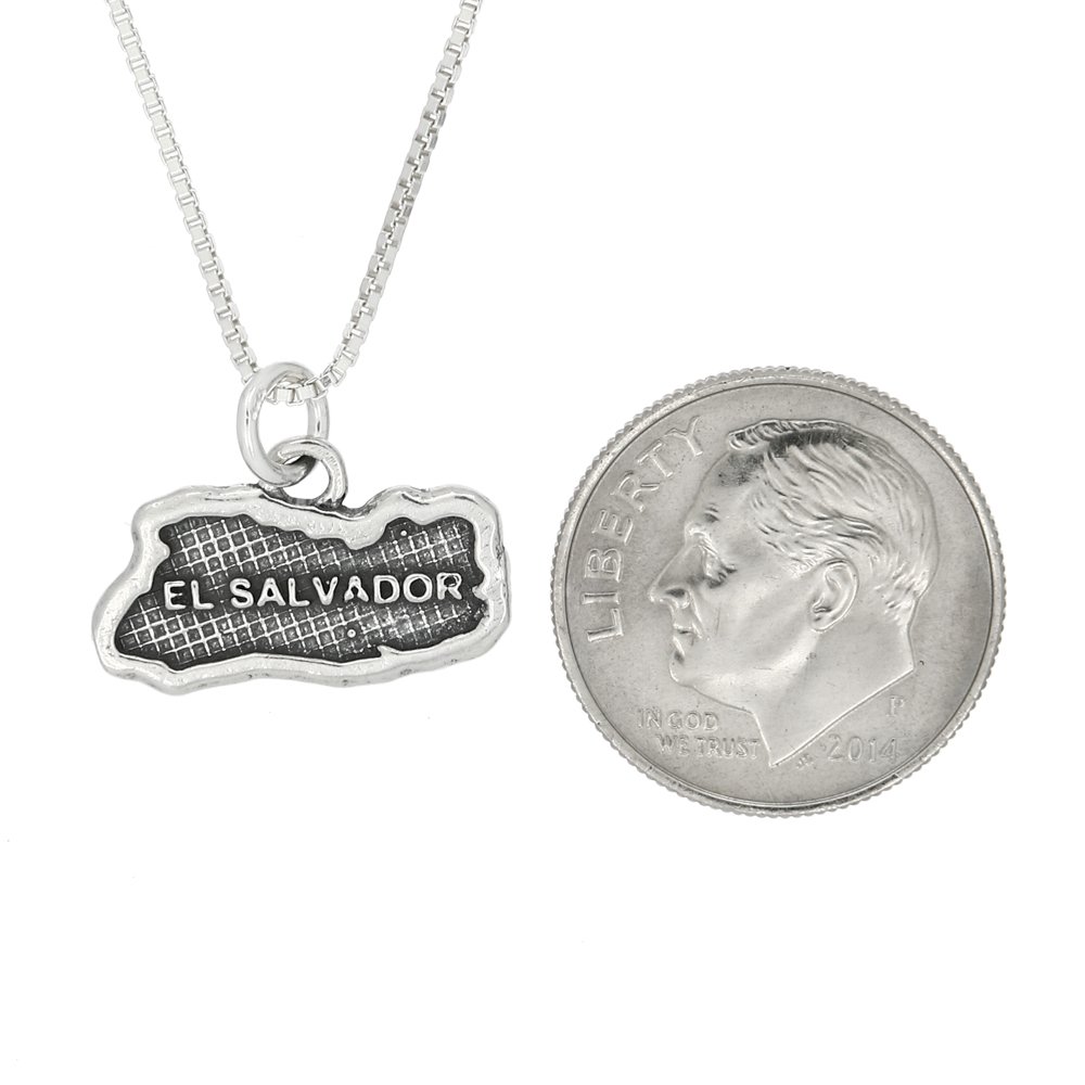 Sterling Silver El Salvador Map Necklace - Perfect for Travel Gifts