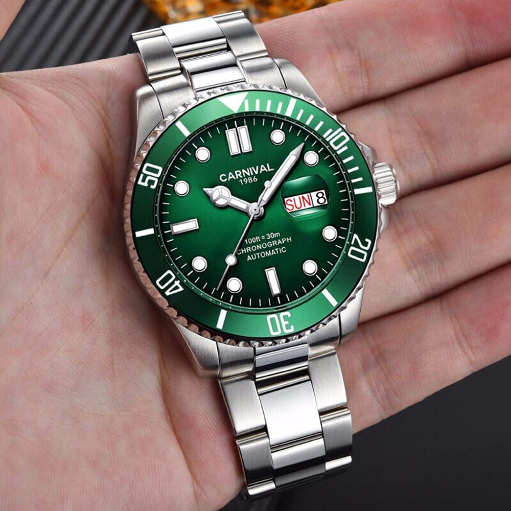 MASTOP Men's Automatic Diver Watch with Rotating Bezel - Classic Analog Luxury Dress Watch with Day & Week Display - Perfect for Business, Formal Events & Water Sports