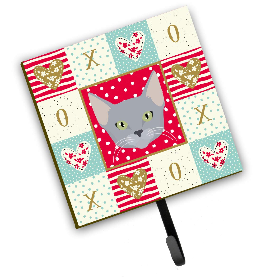 Russian Blue Cat Love Leash & Key Holder Hooks - Multicolor Wall Decor for Pet Lovers - Perfect for Home, Office, or Gift Giving