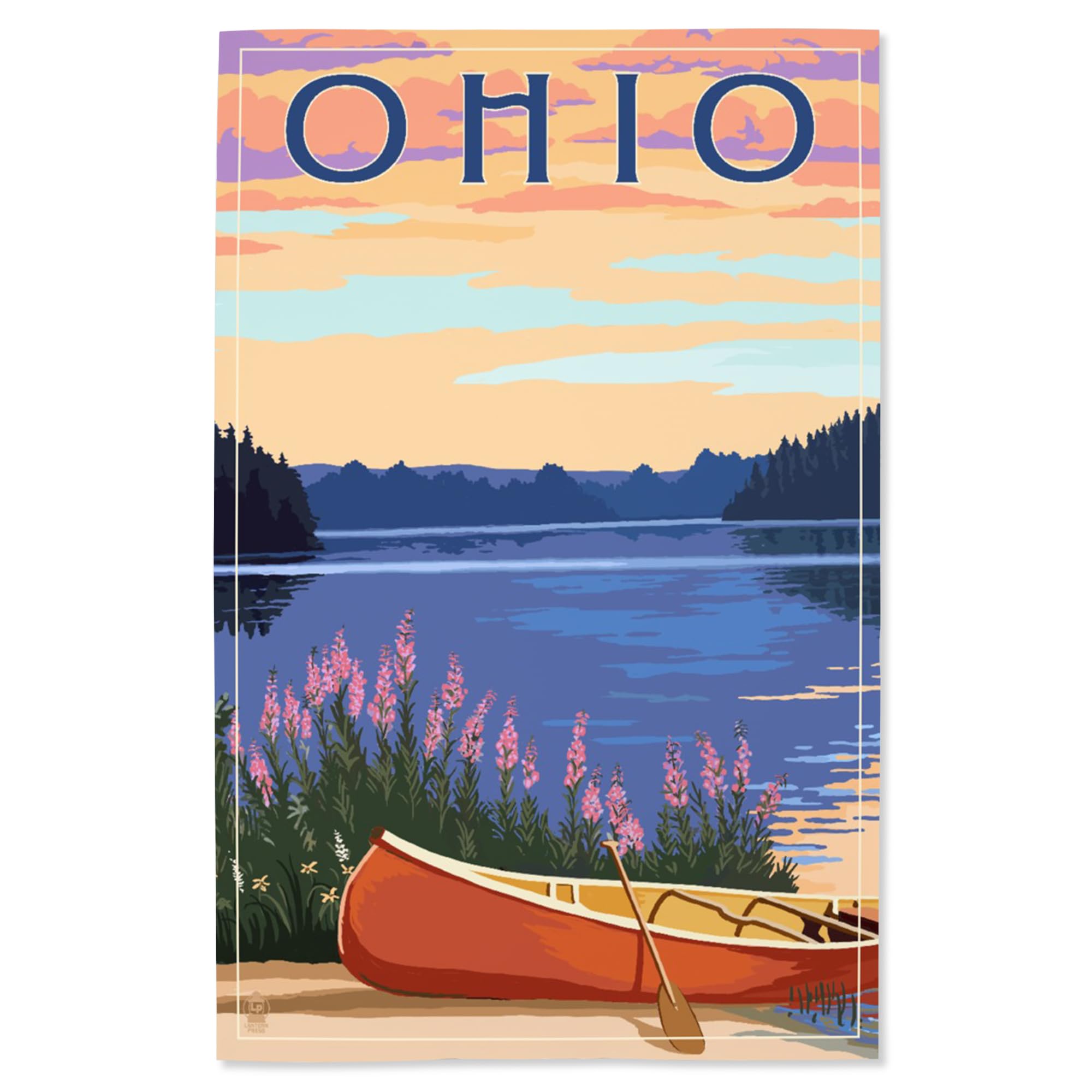 Lantern Press 16x24 Inch Giclee Art Print - Ohio Scenic Landscape with Canoe on Lake | Wall Decor for Living Room, Bedroom & Office