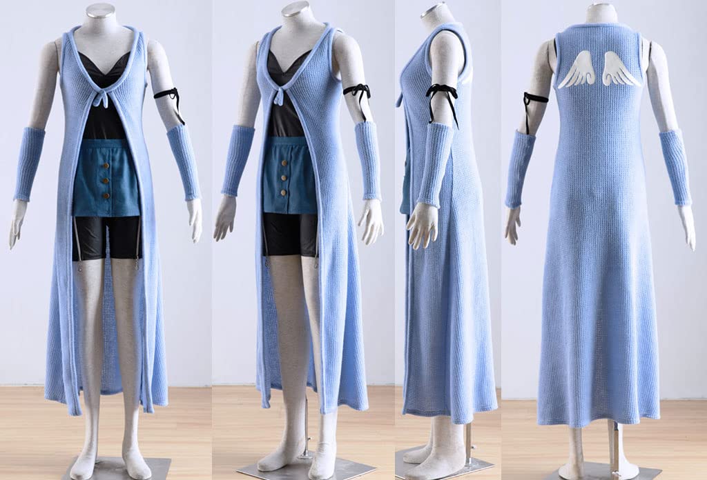 Anime Game Cosplay Rinoa Black Wig & Blue Dress Suit for Women - Halloween Costume | Perfect for Cosplay Events, Halloween Parties, and Themed Gatherings