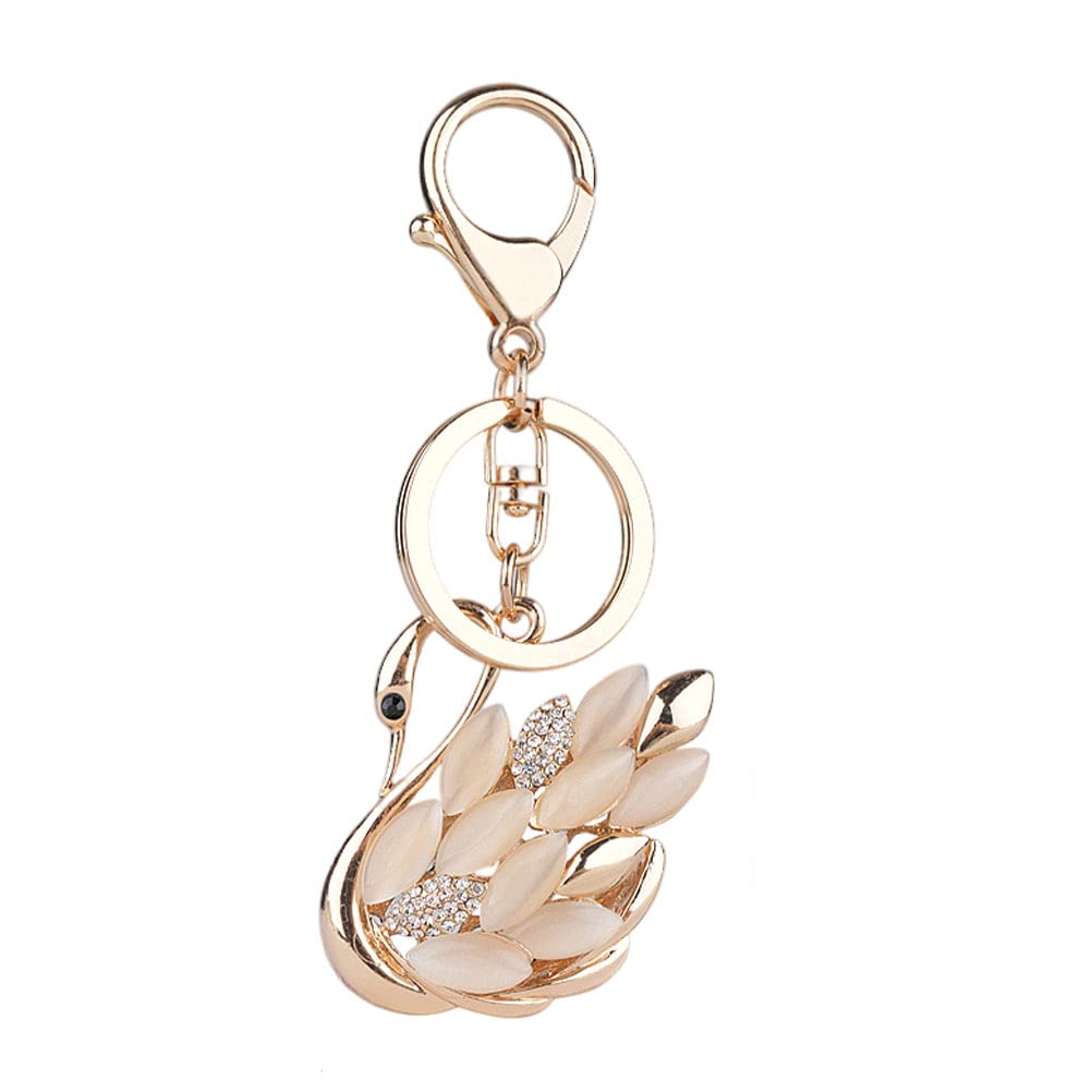 Elegant Crystal Rhinestone Swan Keychain - Stylish Keyring for Bags, Purses & Handbags | Perfect Gift for Birthdays, Anniversaries & Special Occasions | White Swan Charm Pendant Decor for Women & Girls