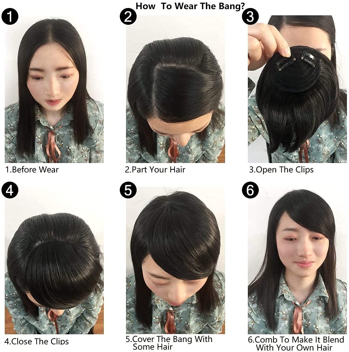 100% Real Human Hair Clip-In Side Bangs with Temples - Natural Black Straight Fringe Hair Extensions for Women | Perfect for Daily Wear, Cosplay & Hairstyle Transformations