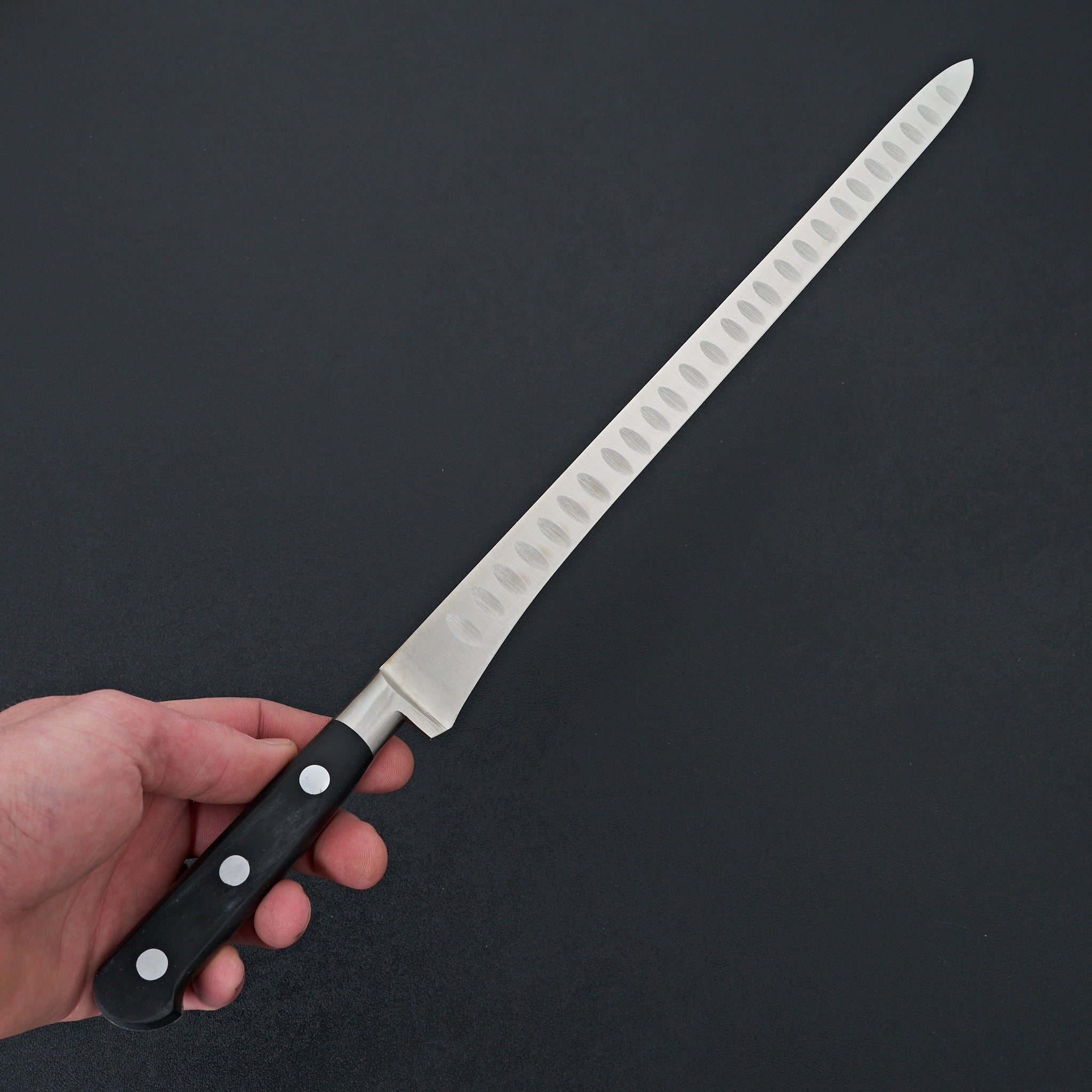 K Sabatier Authentique 12-Inch Stainless Steel Salmon Slicer Knife - Professional Kitchen Tool for Slicing Fish, Meat & Deli - Perfect for Chefs, Home Cooking & BBQ Parties