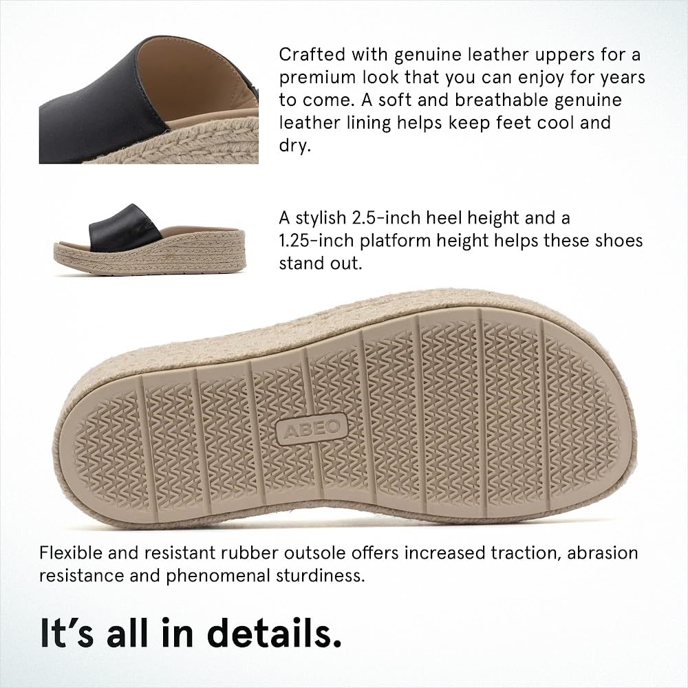 ABEO Solstice Slide Platform Sandals for Women - Comfortable Slip-On Espadrilles with Metatarsal Support & Foot Pain Relief - Perfect for Walking, Travel & Everyday Wear