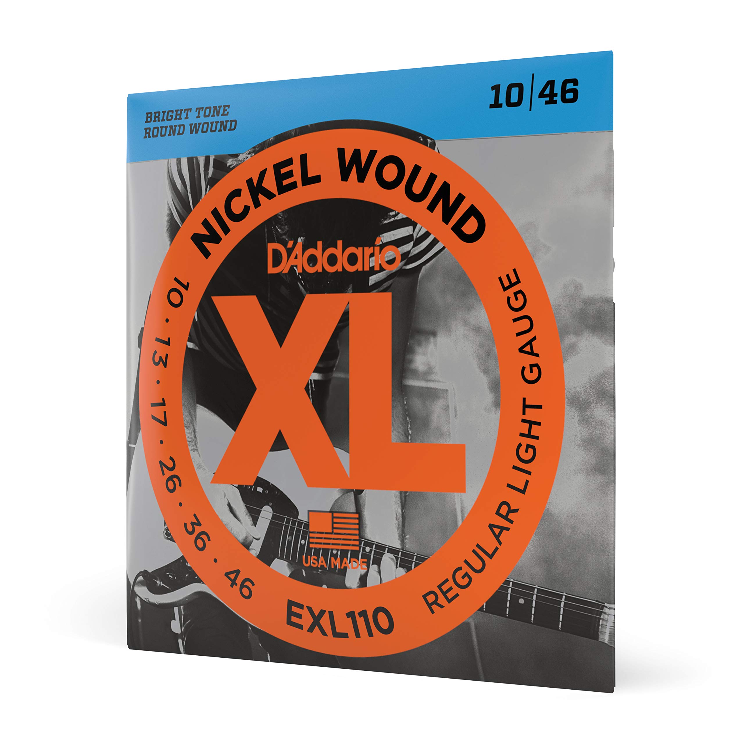 D'Addario EXL110 XL Nickel Electric Guitar Strings - 10-46 Regular Light Gauge for 6 String Guitars - Superior Intonation, Consistent Feel & Long-Lasting Durability - Ideal for Rock, Blues & Studio Recording