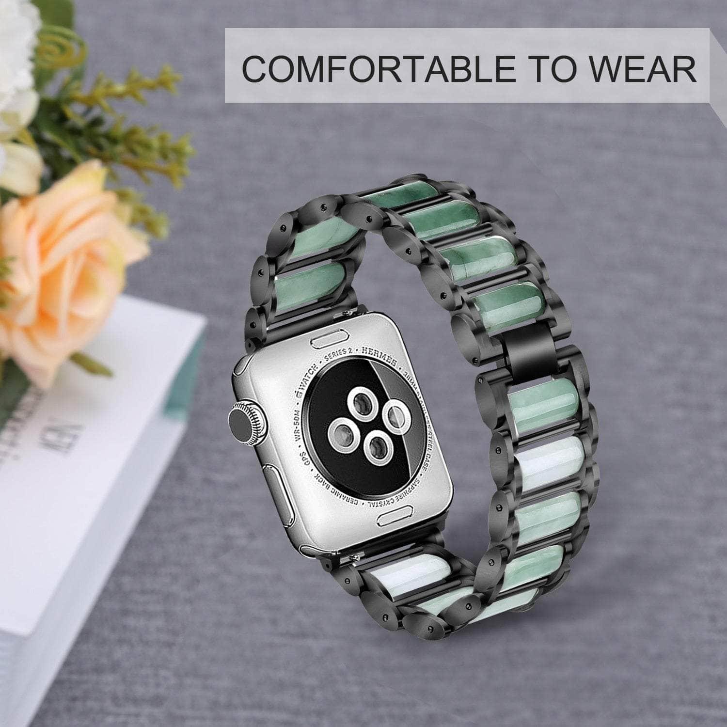 Emerald Green Jade Apple Watch Band Compatible with Series 6/5/4/3/SE 44mm 42mm 40mm 38mm - Stylish Wrist Strap for Women & Men, Perfect for Workouts, Office & Everyday Wear