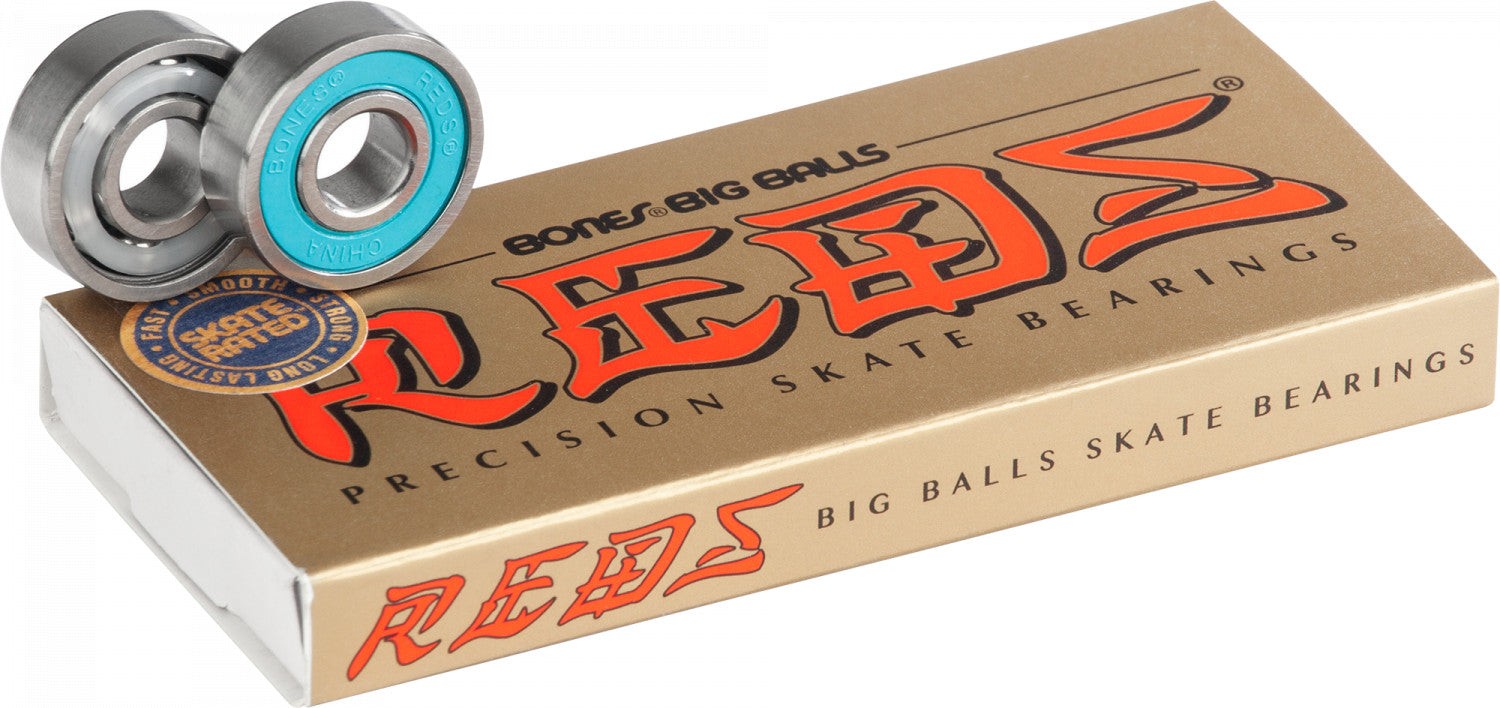Bones Big Balls Reds 8mm Skateboard Bearings - High Performance Skateboard Wheels for Smooth Riding & Tricks