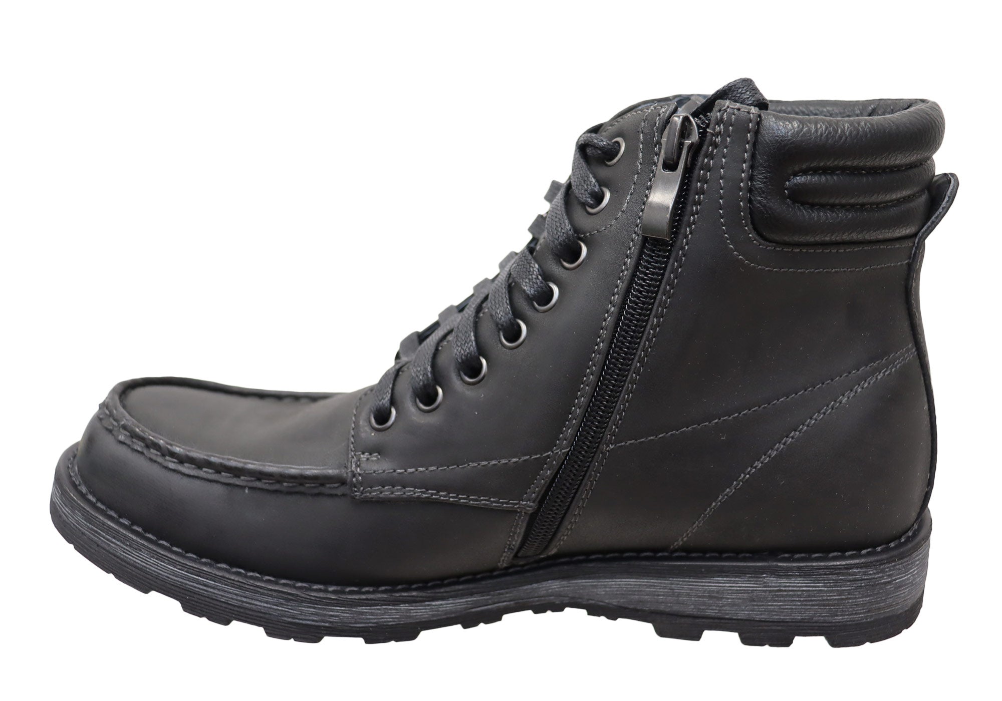 JM33 John Men's Comfortable Lace-Up Boots - Durable Leather Work Boots for Outdoor & Construction - Perfect for Hiking, Work & Casual Wear