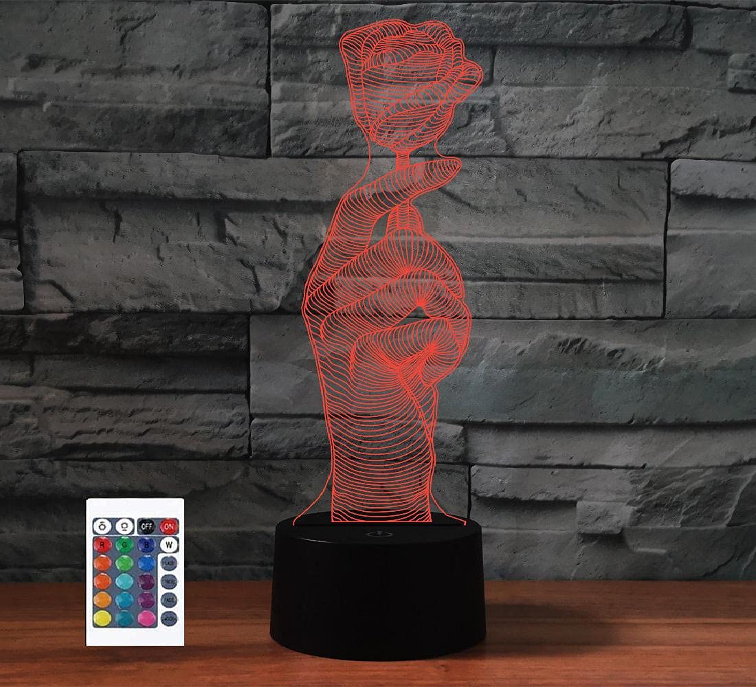 3D Valentine's Day Night Light with Remote Control - 7/16 Color Changing LED Table Lamp, Touch Switch & Optical Illusion Design for Home Decor, Perfect Gift for Christmas, Birthday, Anniversary | Bedroom, Living Room, Office Mood Lighting