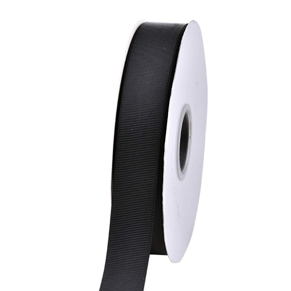 1 Inch Black Grosgrain Ribbon - 50 Yards Per Roll for Gift Wrapping, DIY Crafts, Bows, Wreaths, Hair Accessories & Wedding Decorations - Perfect for Party Favors, Scrapbooking & Home Decor Projects
