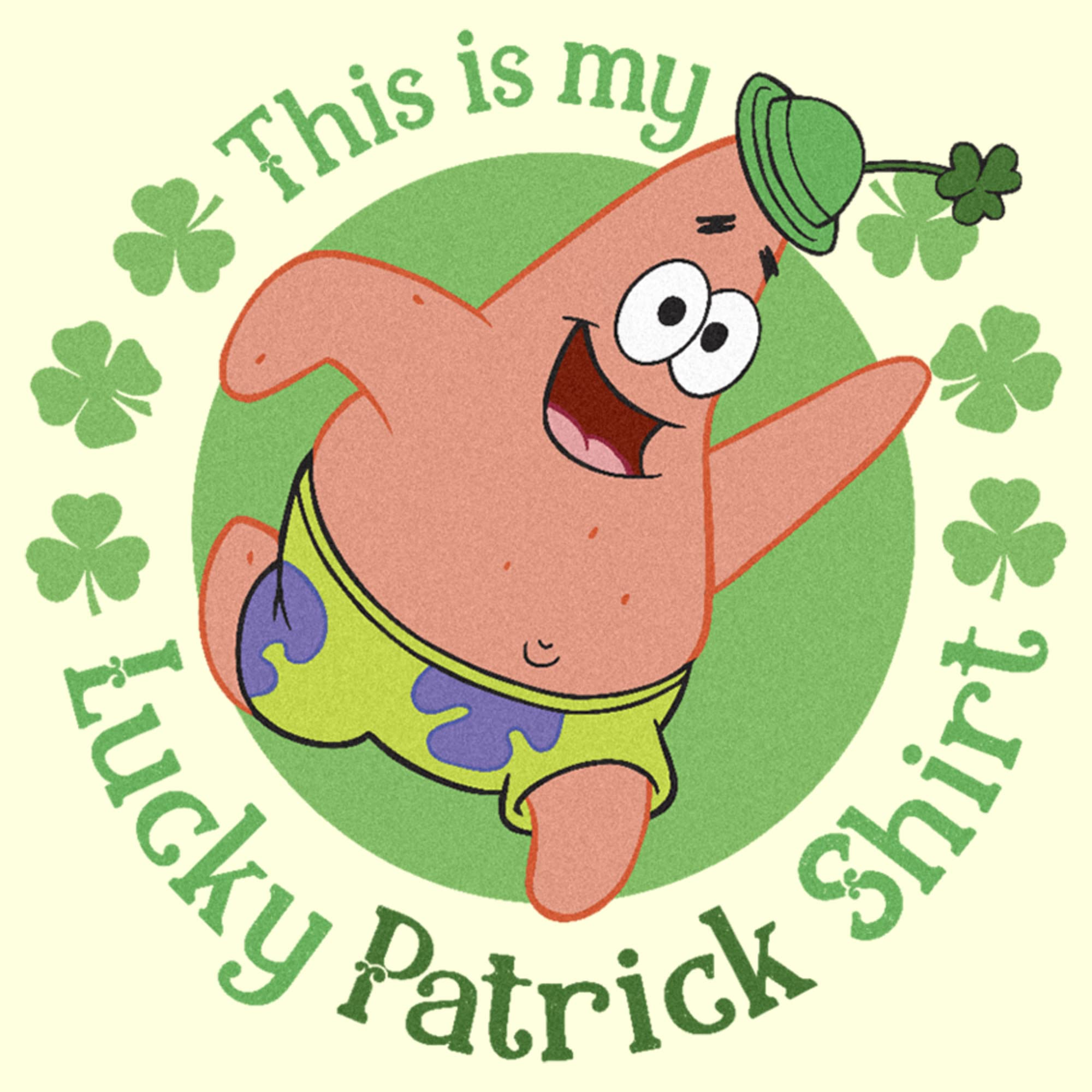 Men's Spongebob Squarepants St. Patrick's Day Lucky Patrick Graphic T-Shirt - Funny Cartoon Tee for Irish Festival & Holiday Parties
