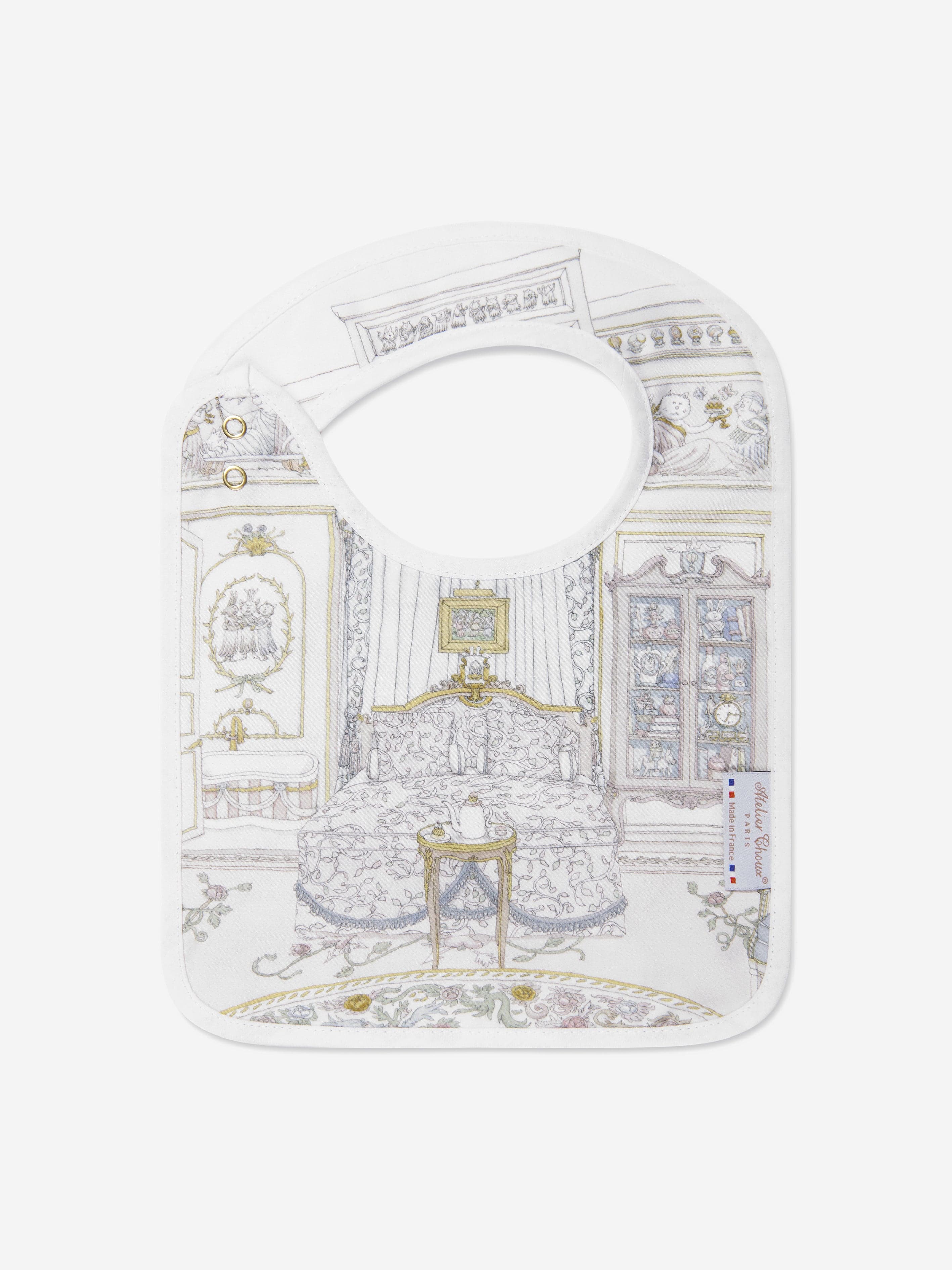 Atelier Choux Premium French Baby Satin Bib - Soft Blue for Newborns & Infants - Perfect for Feeding, Drooling & Photo Shoots