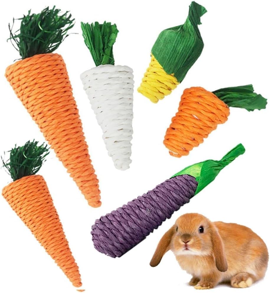 Natural Corn & Carrot Woven Chew Toys for Rabbits, Guinea Pigs, Hamsters - Small Animal Dental Care Balls for Teeth Grinding & Stress Relief - Perfect for Cage Enrichment & Playtime Activities
