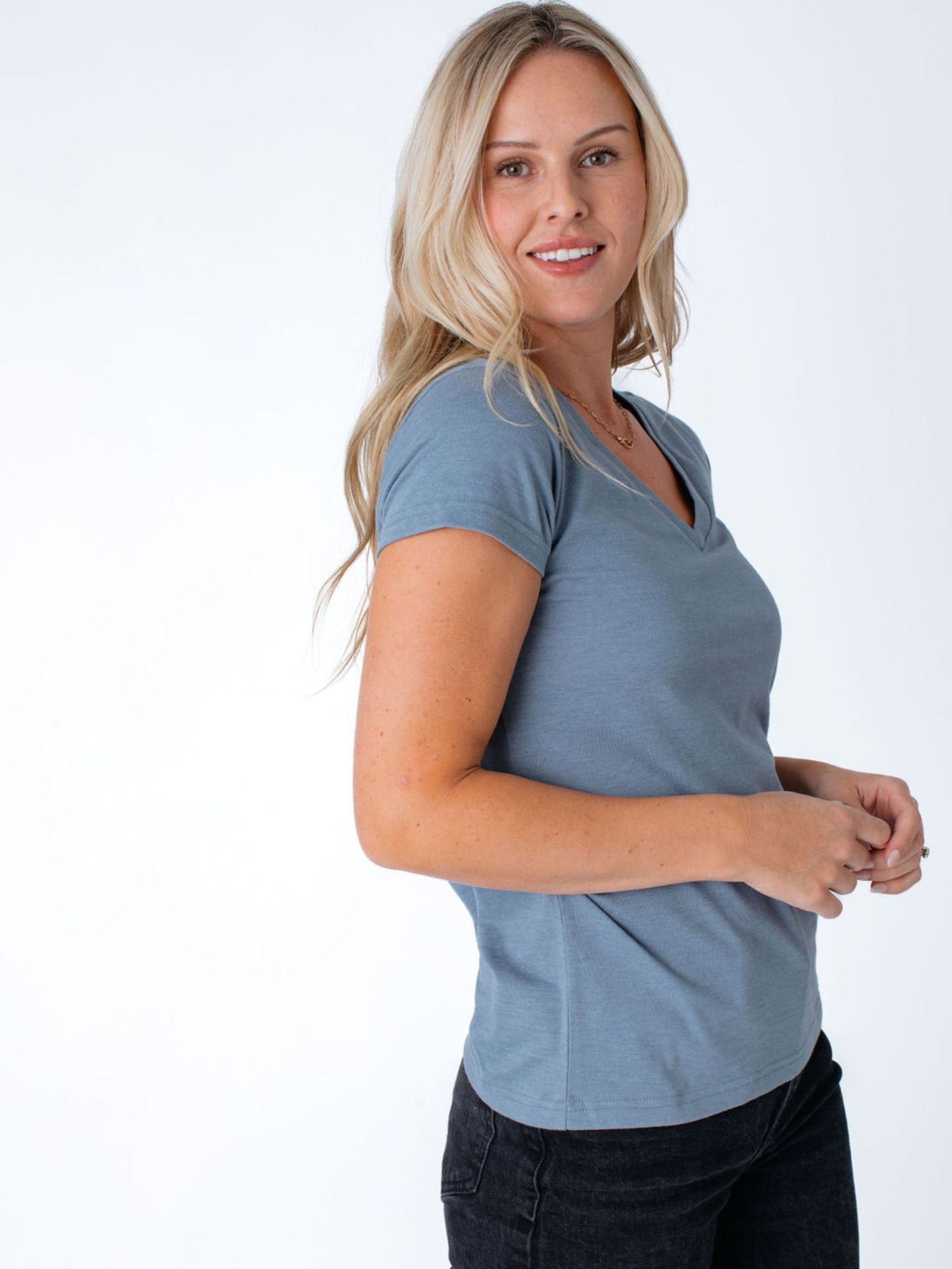 Women's Wedgewood V-Neck Blouse - Elegant Casual Tops for Work & Everyday Wear | Perfect for Office, Dates & Social Events